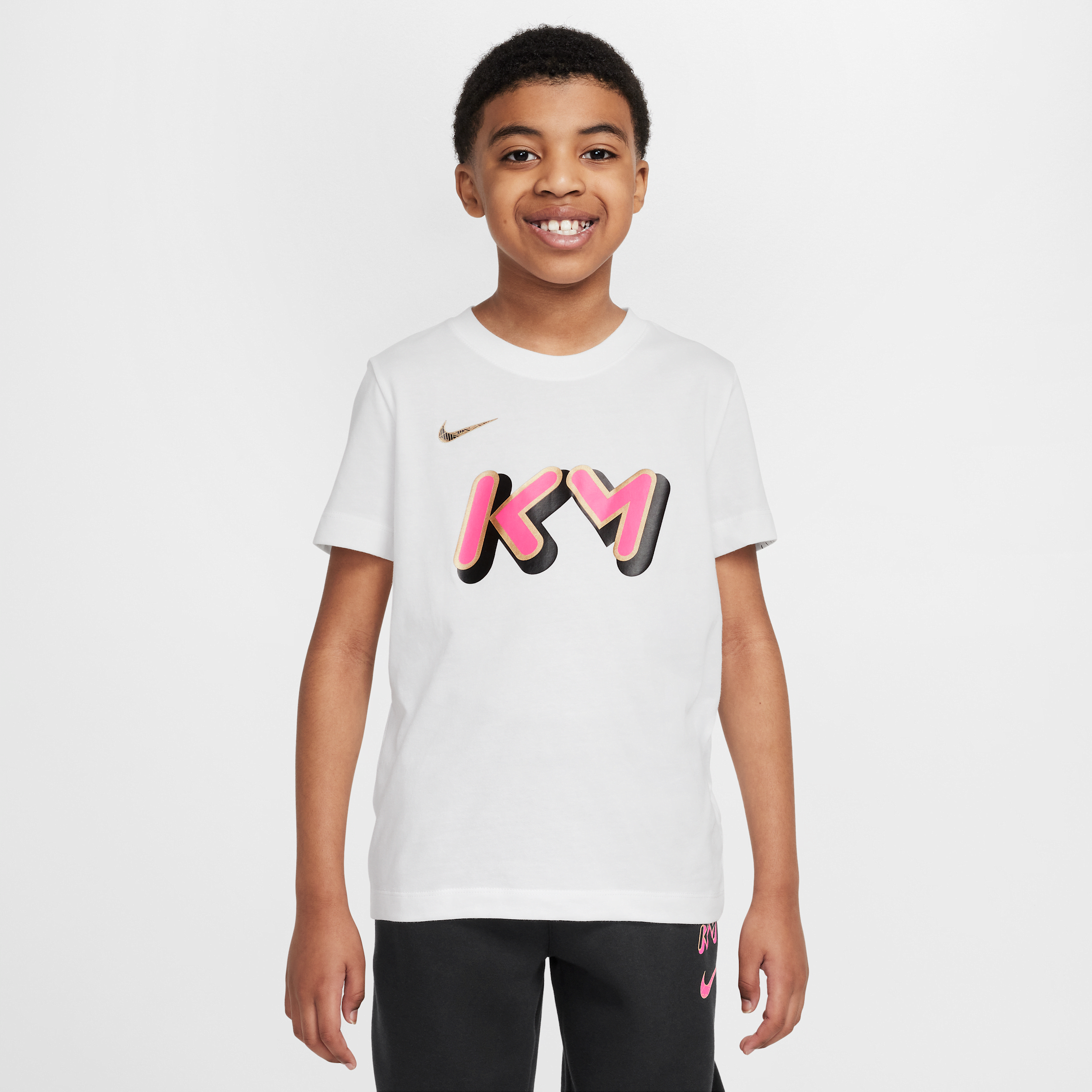 Nike Kylian Mbappé Older Kids' Dri-FIT T-Shirt - White - Cotton/Polyester