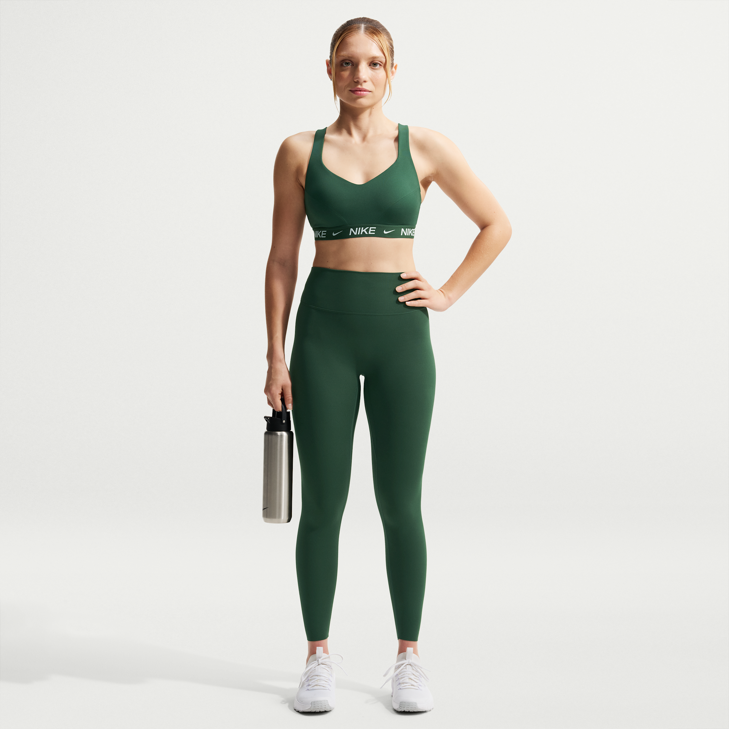 Leggings a 7/8 a vita alta senza cucitura anteriore Nike Zenvy – Donna - Verde