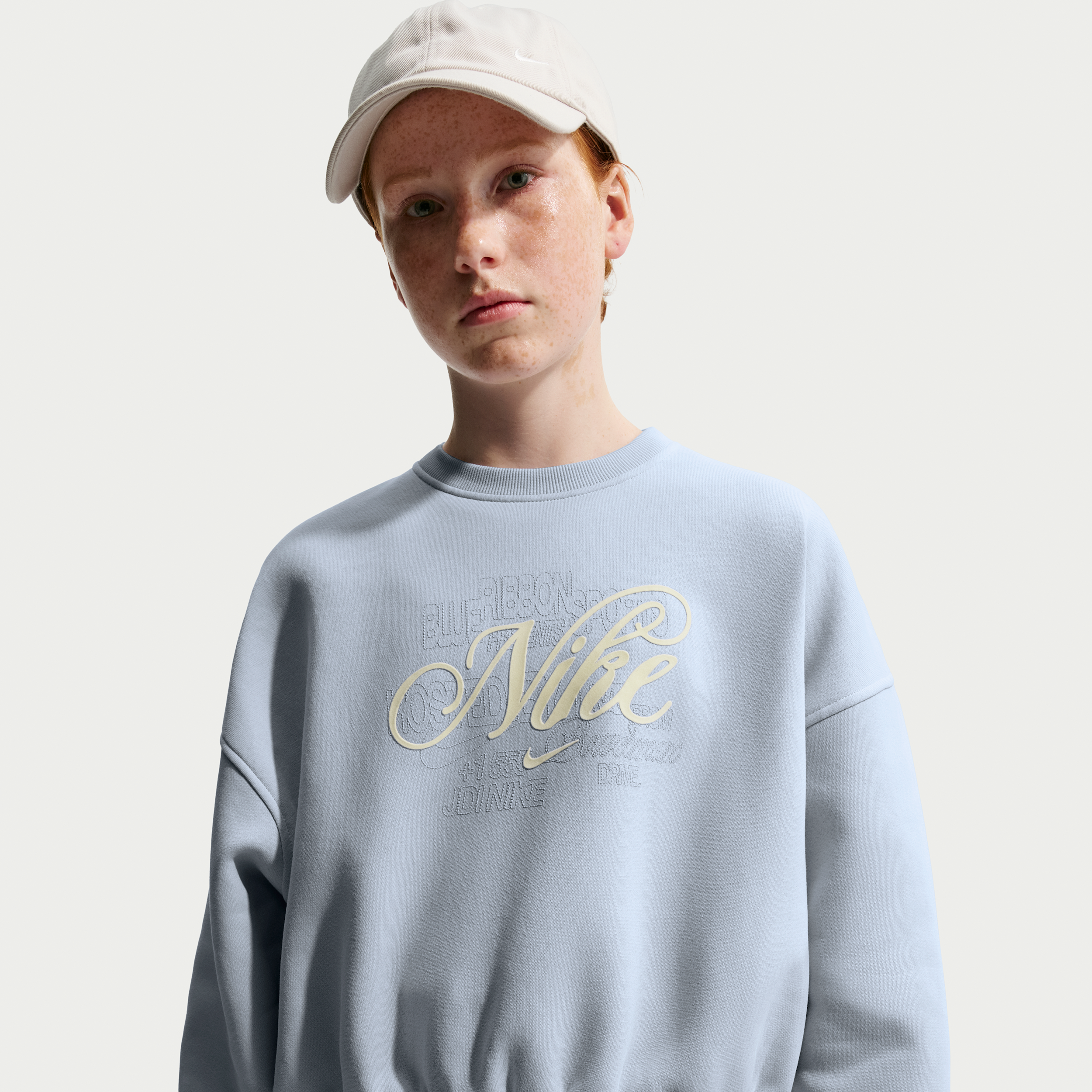 Nike Club Fleece recht sweatshirt met ronde hals voor meisjes - Grijs