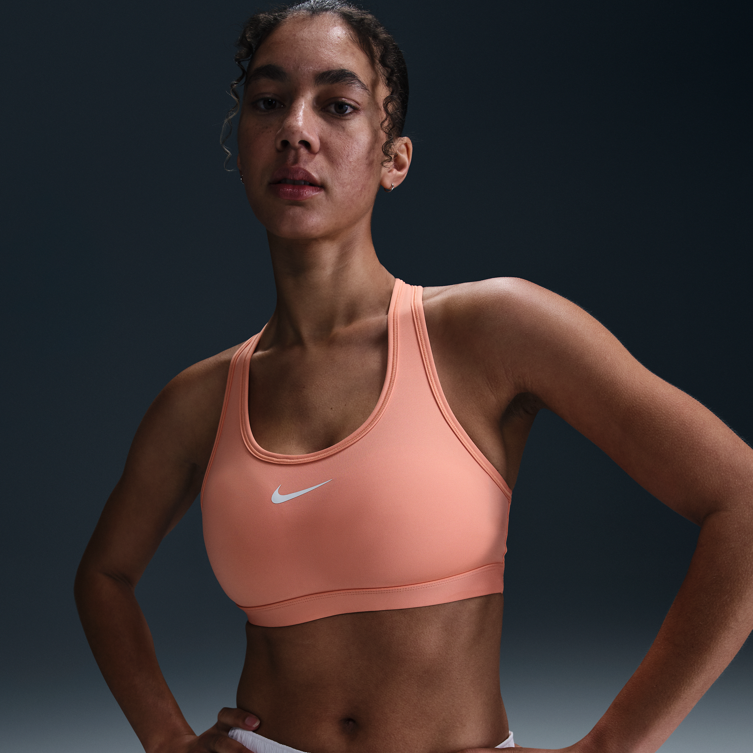 Nike Swoosh Medium-Support Women's Padded Sports Bra - Orange - Recycled Polyester Minimum - 50% Recycled Polyester