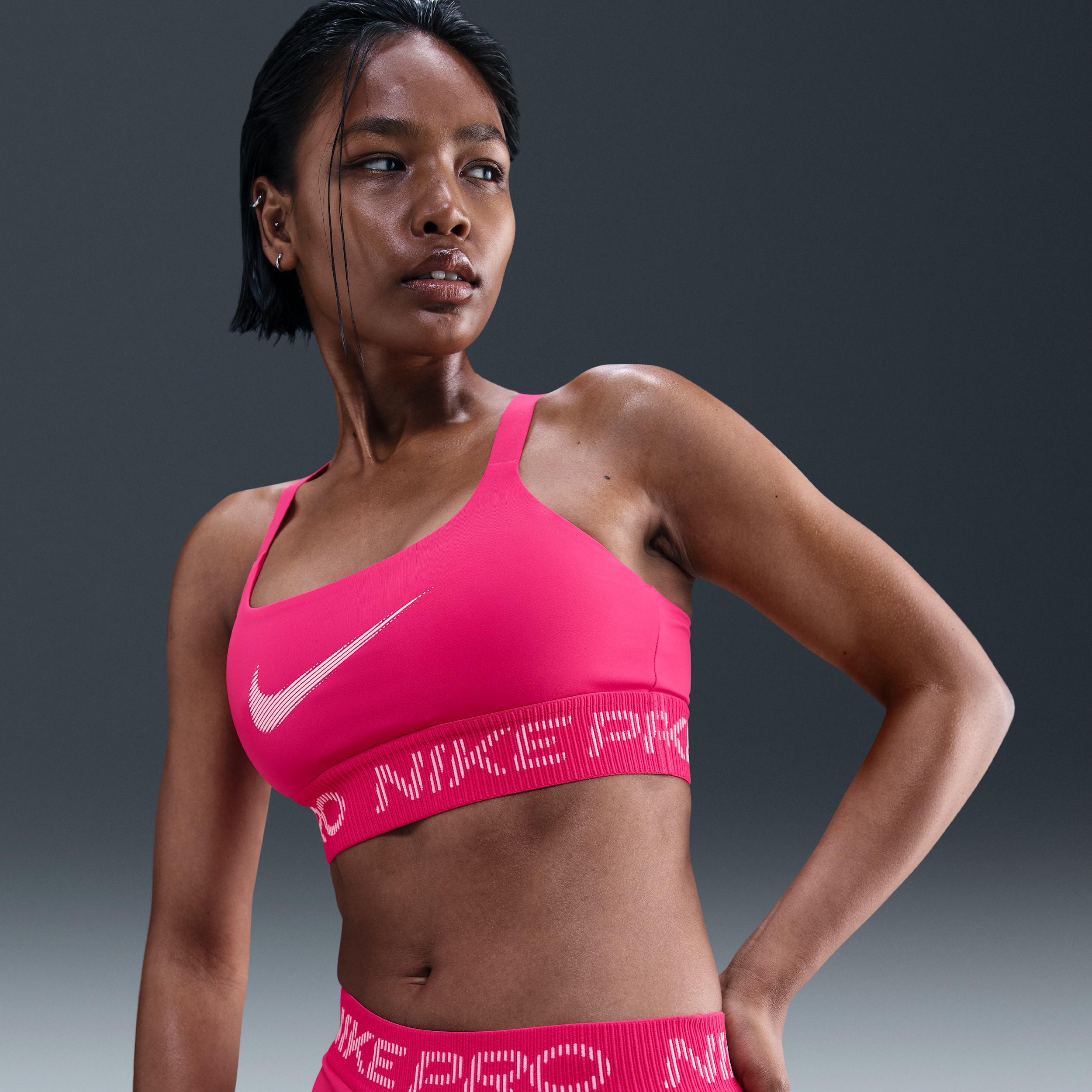 Thumbnail - Nike Pro ungepolsterter Sport-BH mit leichtem Halt - Pink