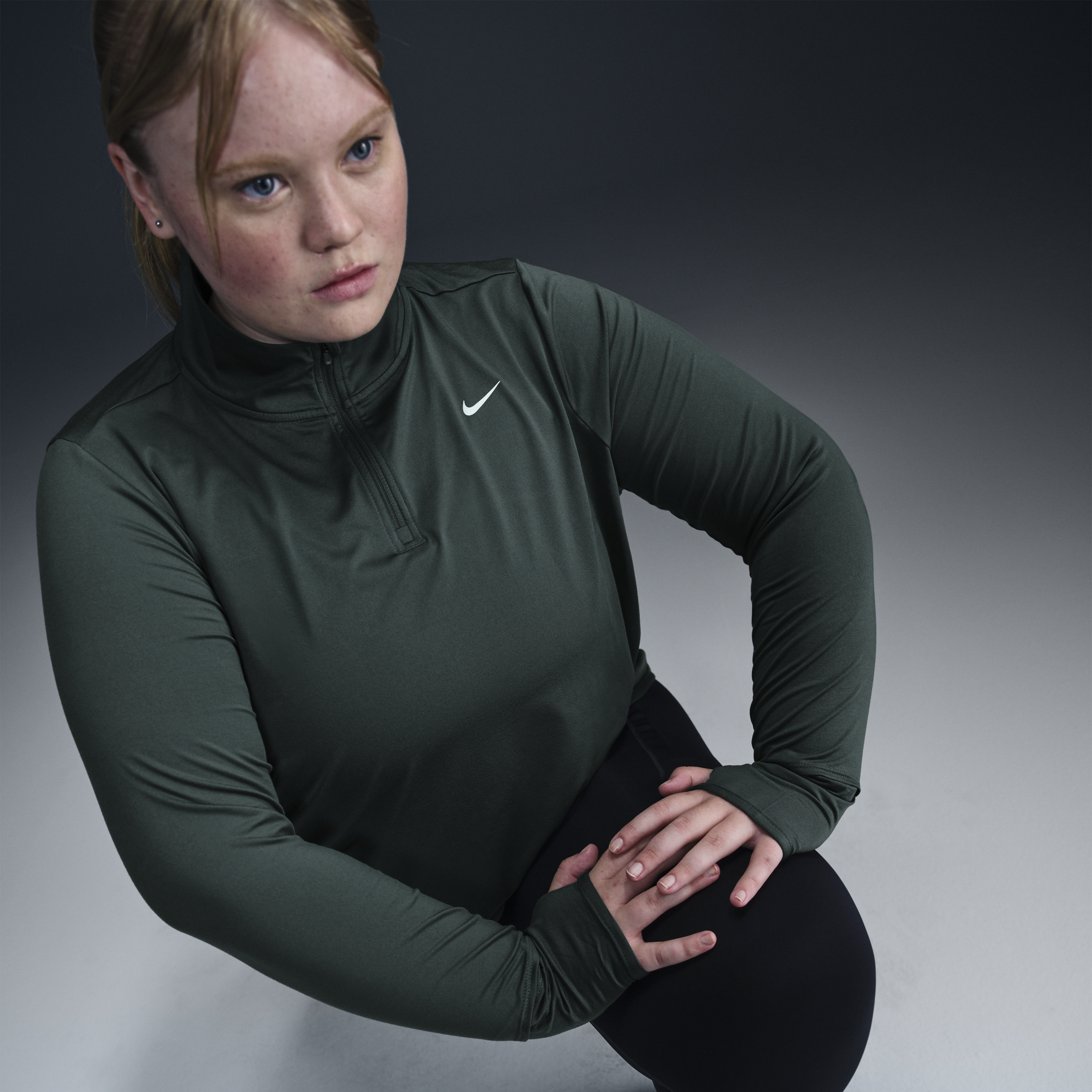 Haut de running à 1/4 de zip Nike Dri-FIT Swift Element UV pour femme - Vert