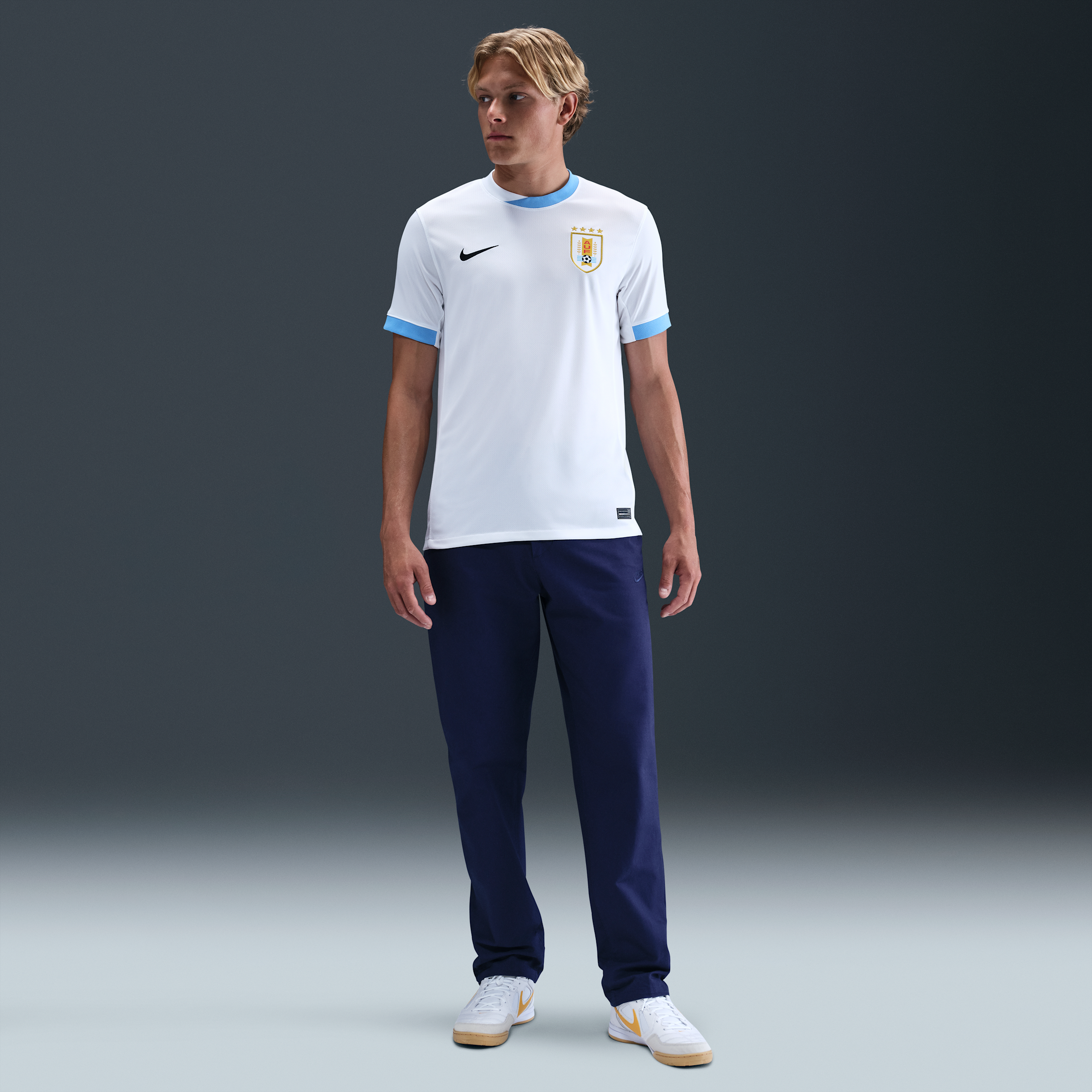 Nike Uruguay 2024 25 Stadium Uit (herenteam) Dri-FIT replica voetbalshirt voor heren Wit