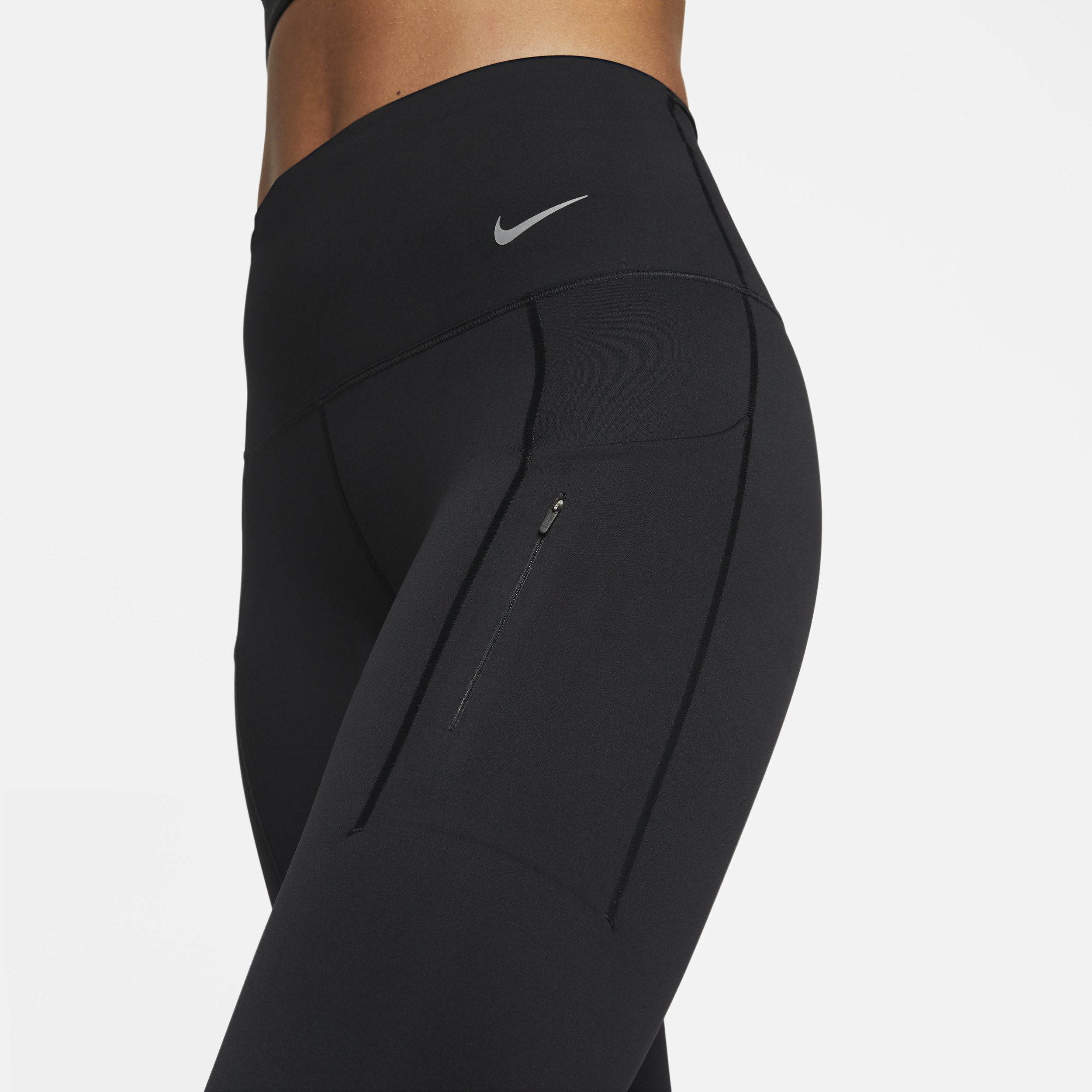 Legging taille haute à maintien supérieur et coupe longue avec poches Nike Go pour femme - Noir