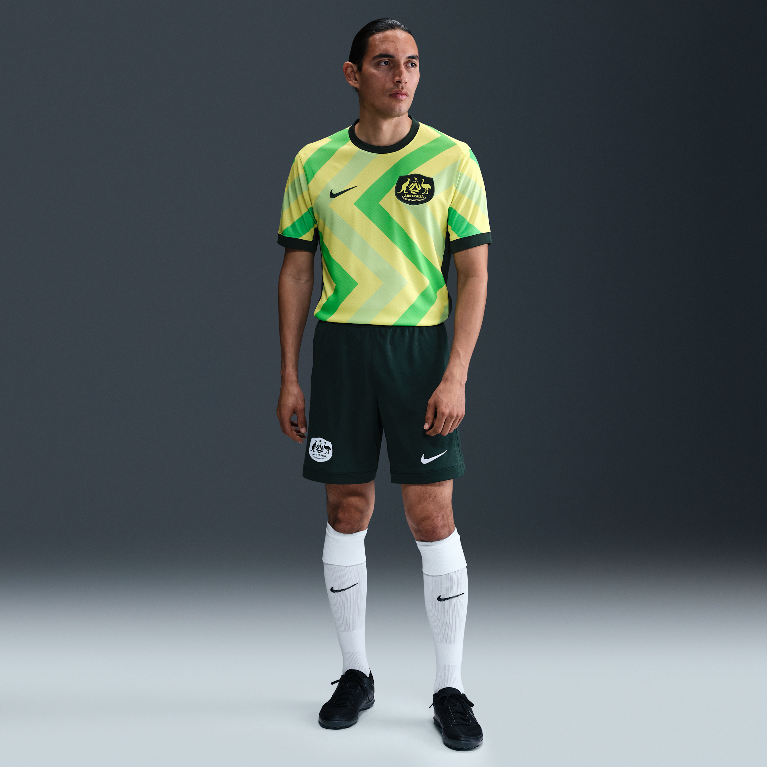 Australia 2025/26 Stadium Home Men's Nike Dri-FIT Football Replica Shorts - Green - Polyester - 50% Recycled Polyester