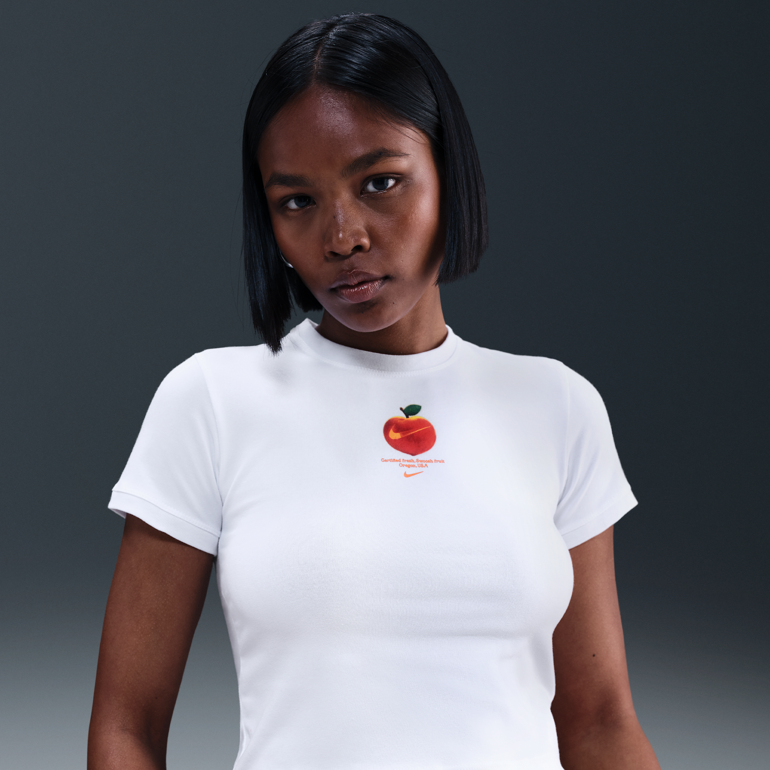 Nike Womens T-Shirt - White - Cotton/Polyester/Elastane