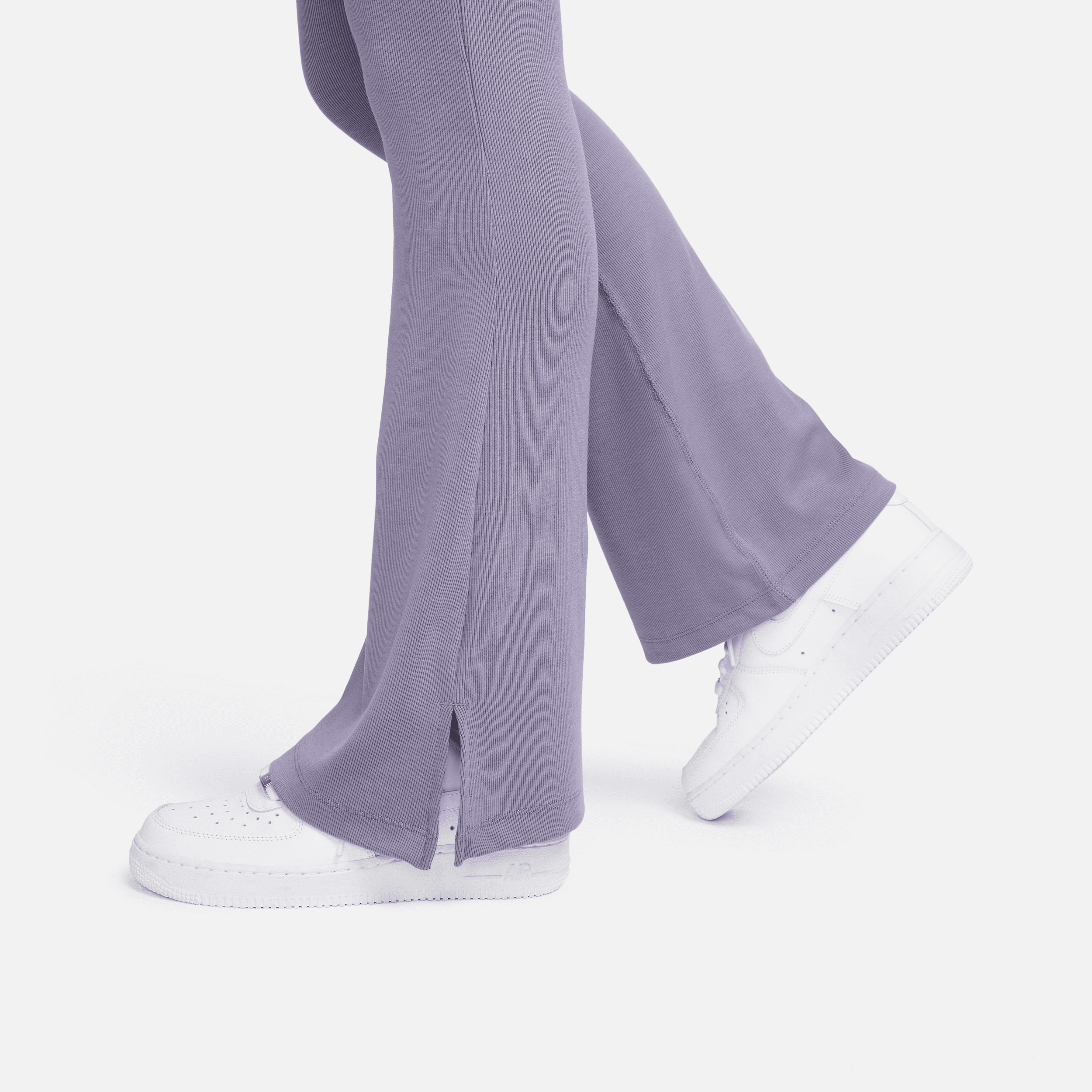 Nike Sportswear Chill Knit strakke legging met wijd uitlopende pijpen en mini-rib voor dames Paars