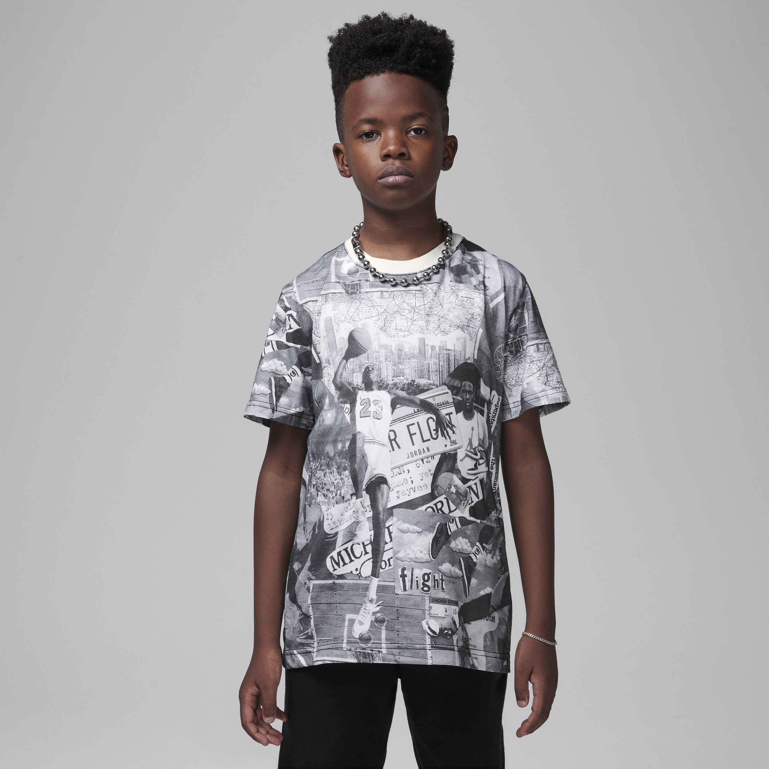 T-shirt avec collage imprimé Jordan MJ Brooklyn pour ado - Noir