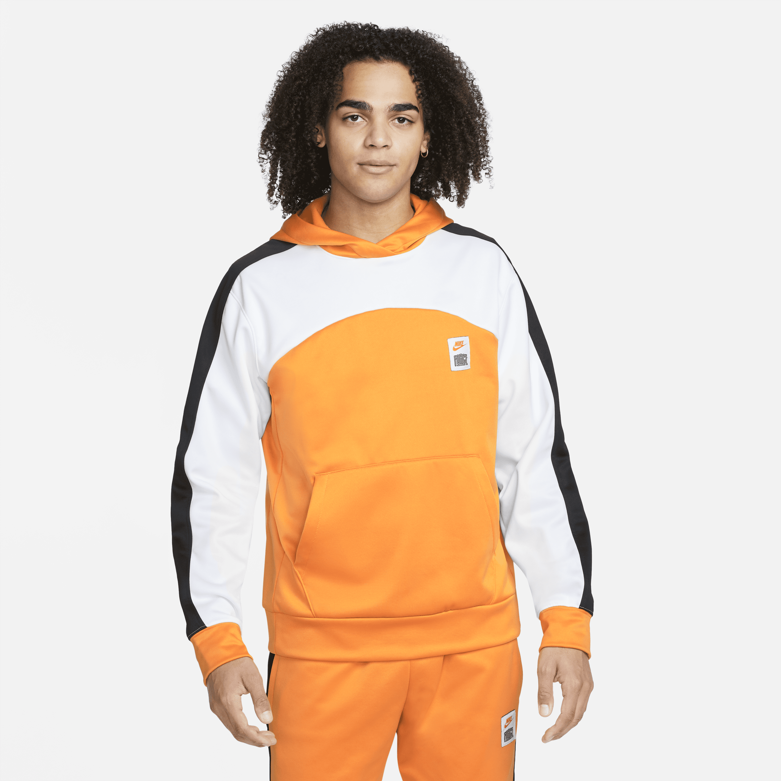 Męska bluza z kapturem do koszykówki Nike Therma-FIT Starting 5 - Pomarańczowy