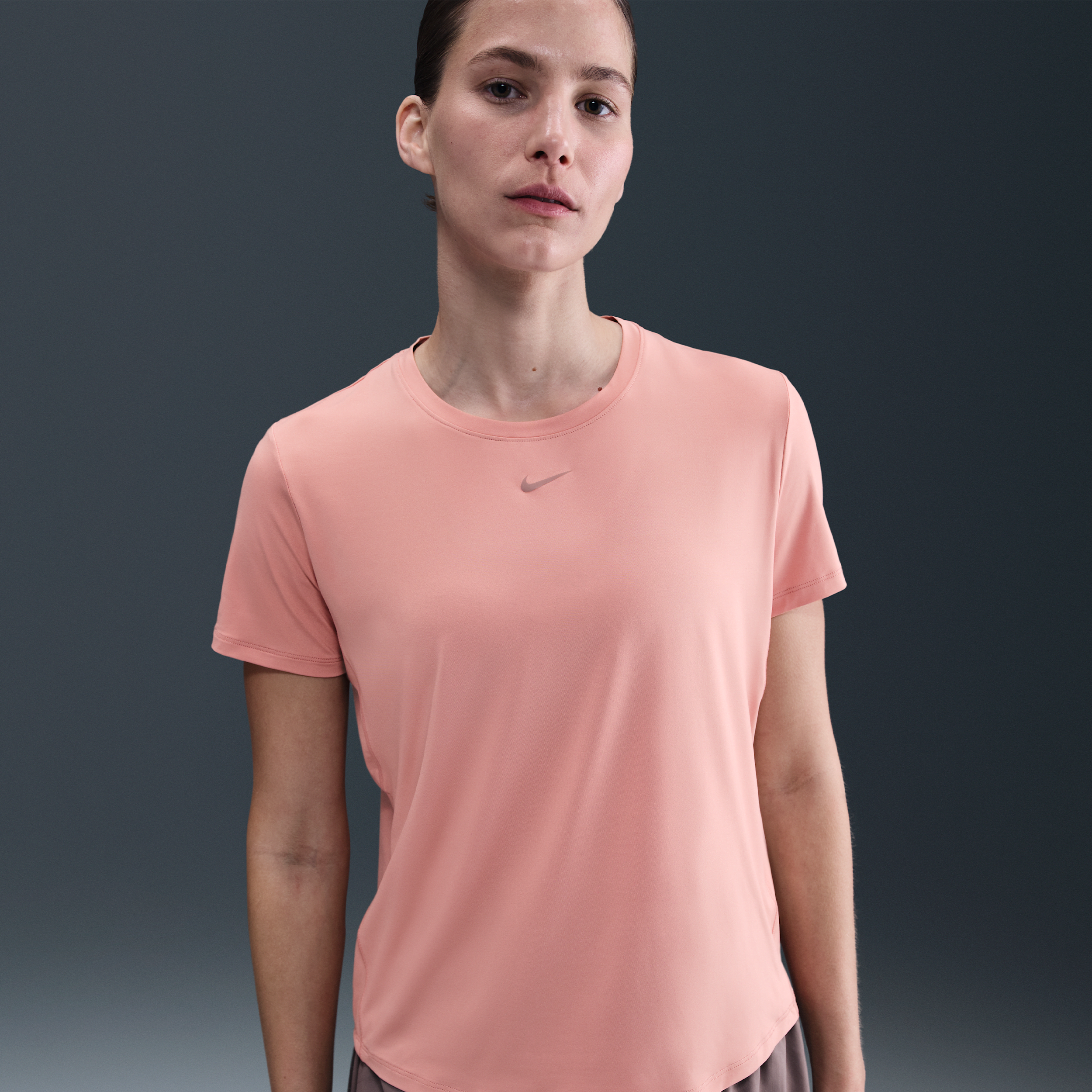 Nike One Classic Women's Dri-FIT Short-Sleeve Top - Pink - Recycled Polyester Minimum - 50% Recycled Polyester
