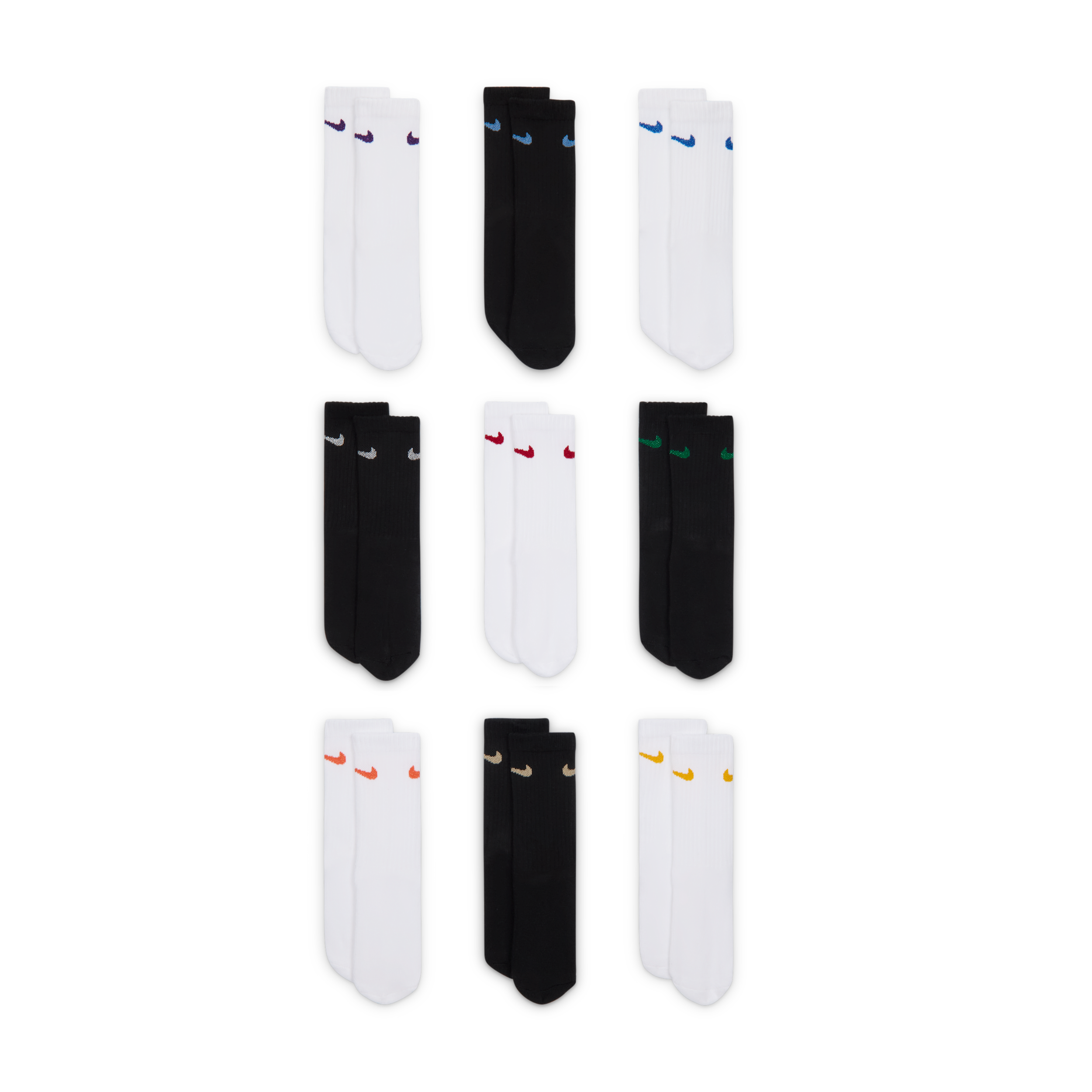 Thumbnail - Nike Feiertage-Crew-Socken-Box-Set für jüngere Kinder (9 Paar) - Weiß