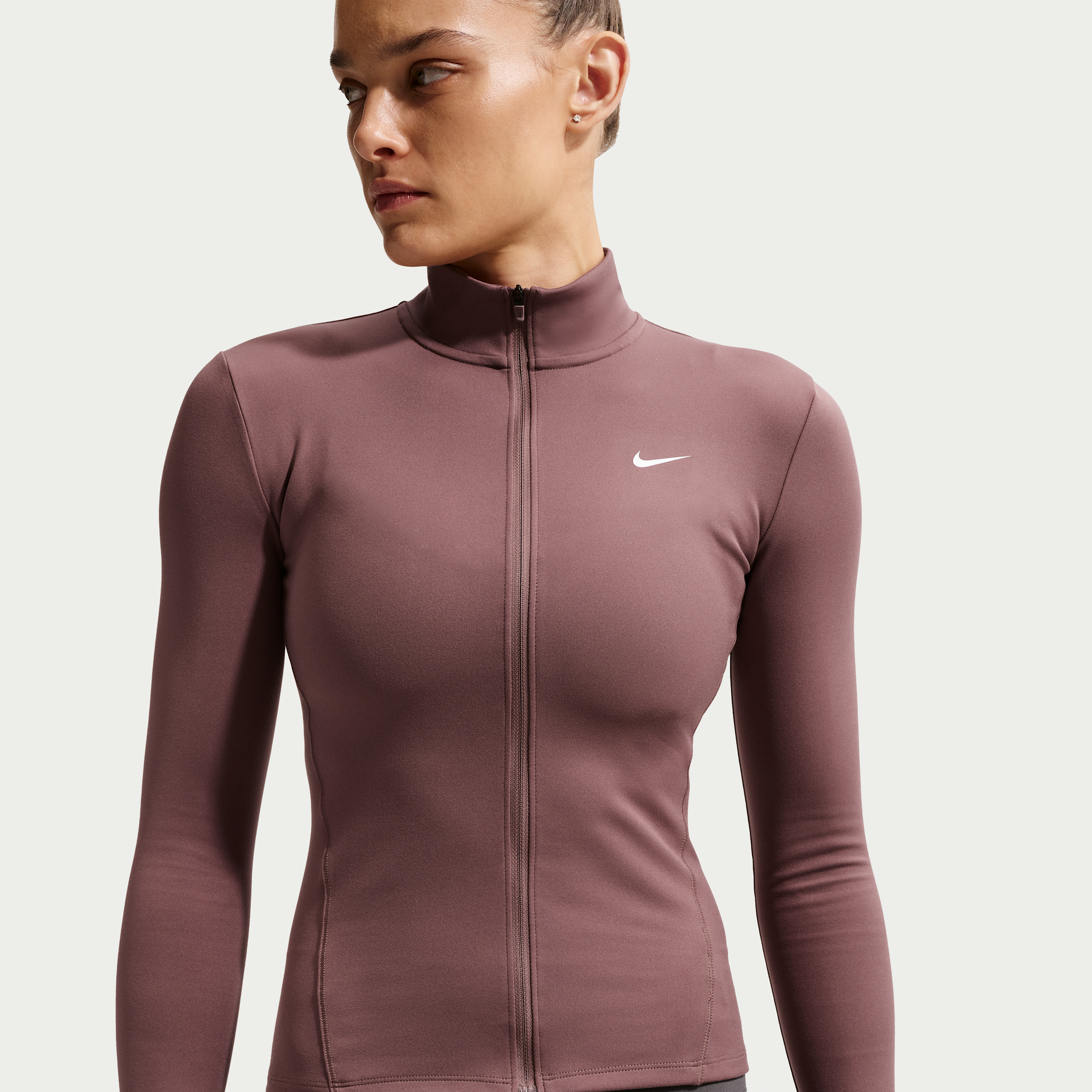 Thumbnail - Nike One Fitted Dri-FIT-Jacke mit durchgehendem Reißverschluss für Damen - Lila