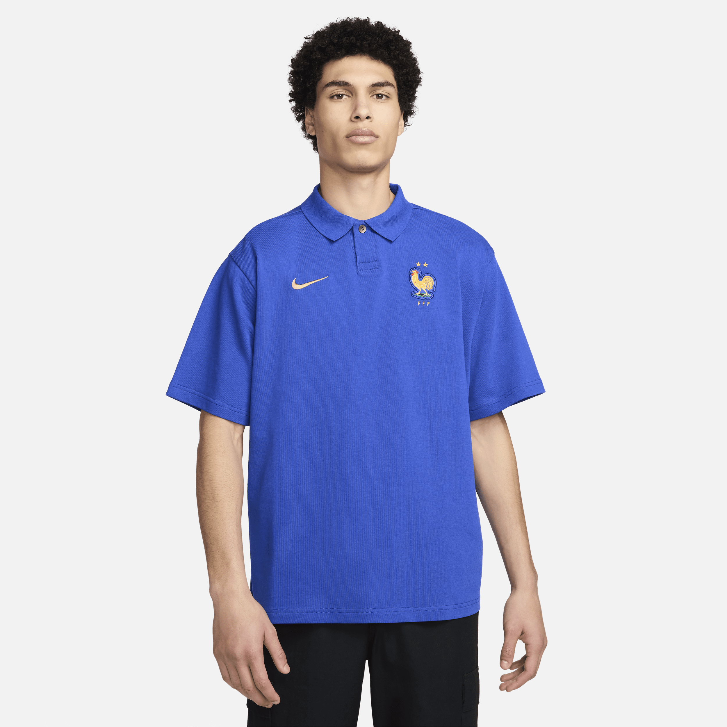 Nike FFF oversized voetbalpoloshirt voor heren Blauw