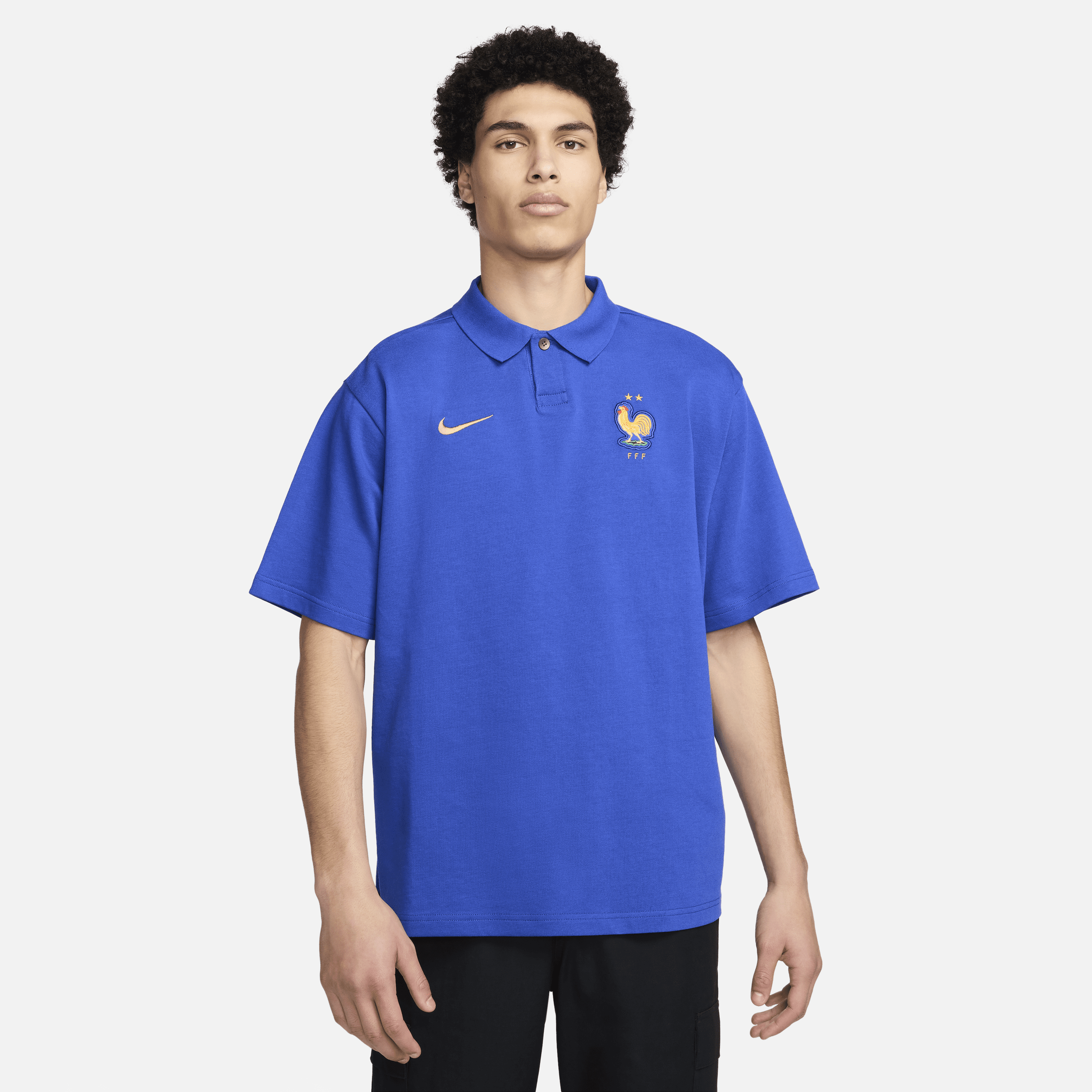 Polo oversize Nike Football FFF pour homme - Bleu