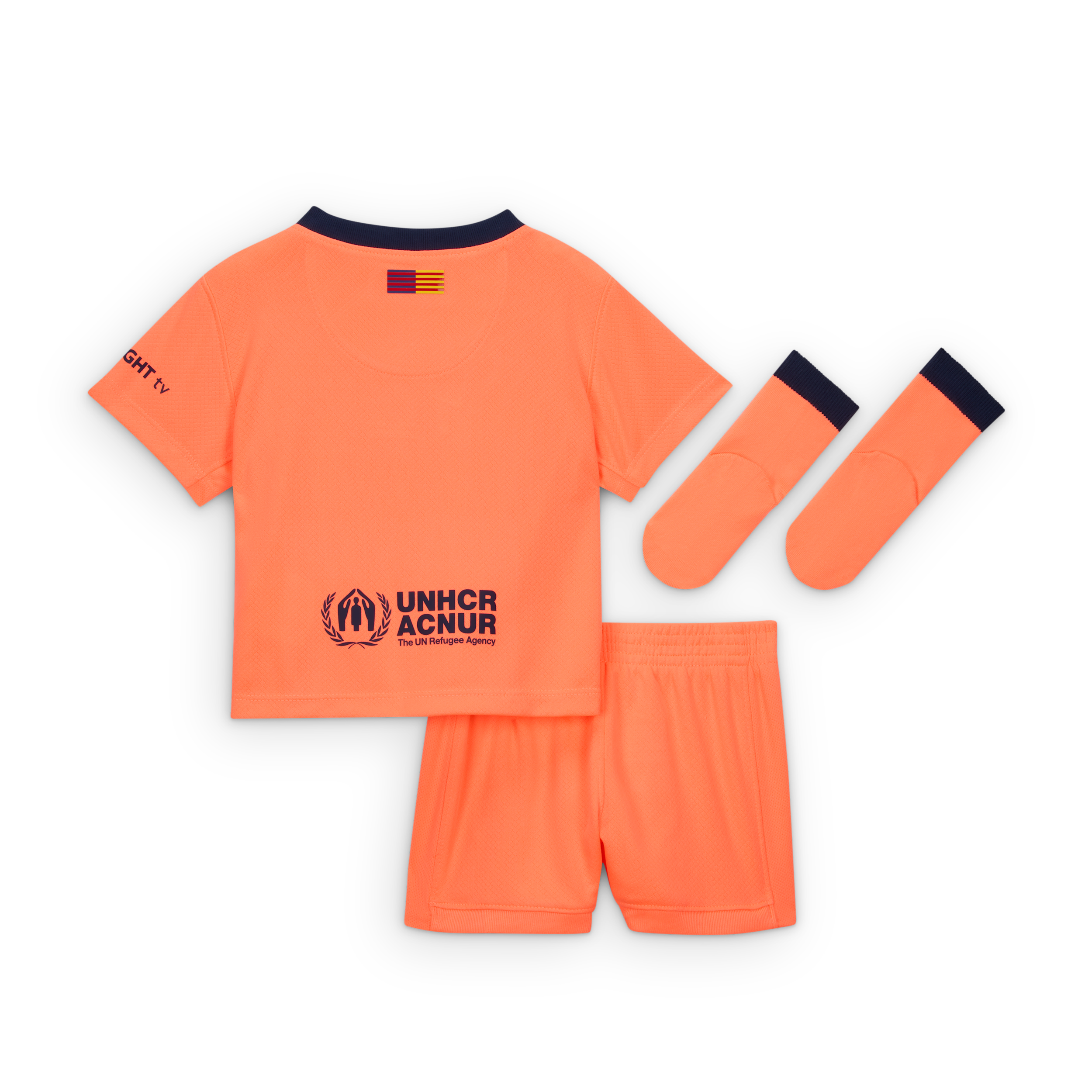 Thumbnail - FC Barcelona 2025/26 Stadium Third dreiteiliges Nike Replika-Fußballtrikot-Set (Babys/Kleinkinder) - Orange