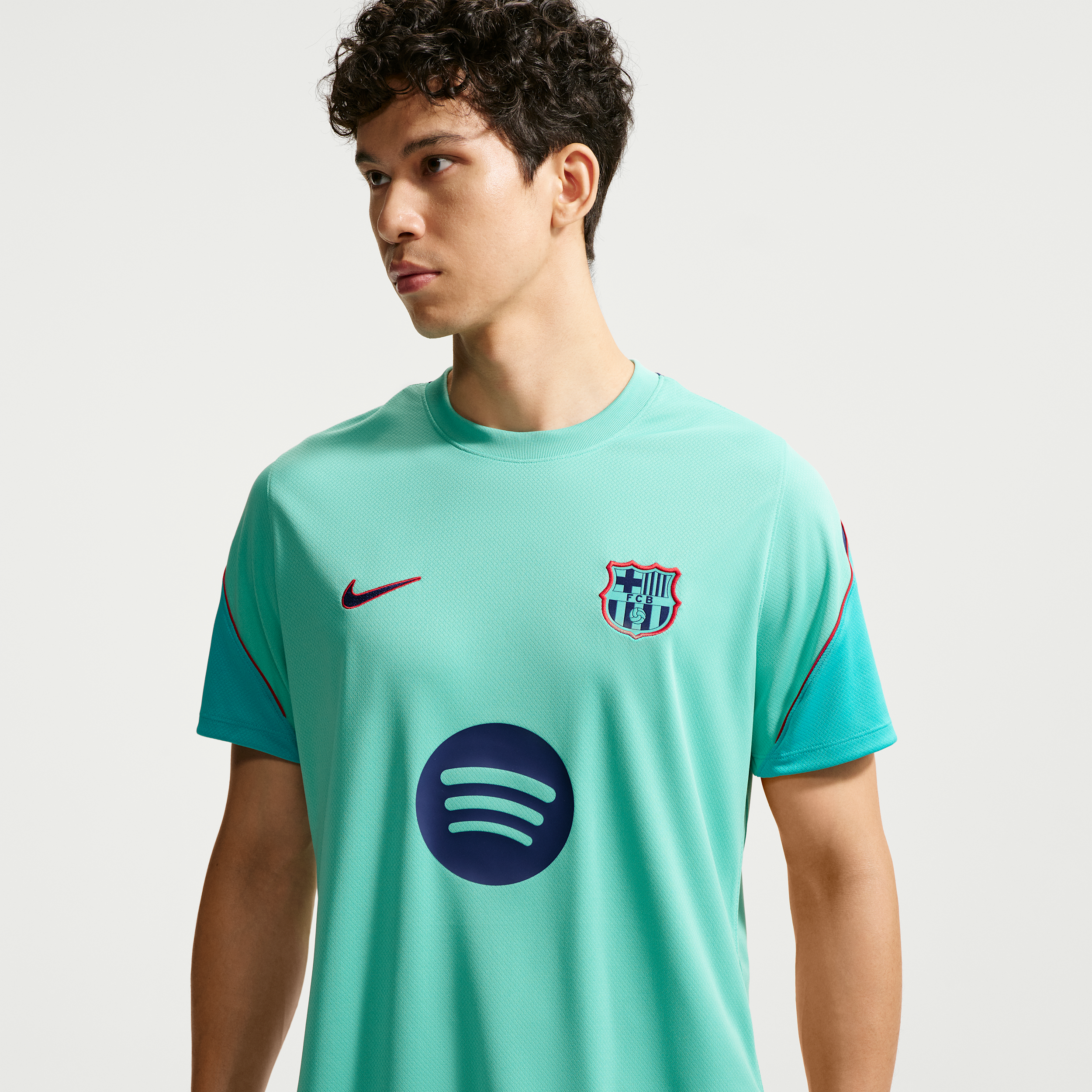 Kortærmet FC Barcelona Strike Third-Nike Dri-FIT-fodboldtrøje til mænd - grøn