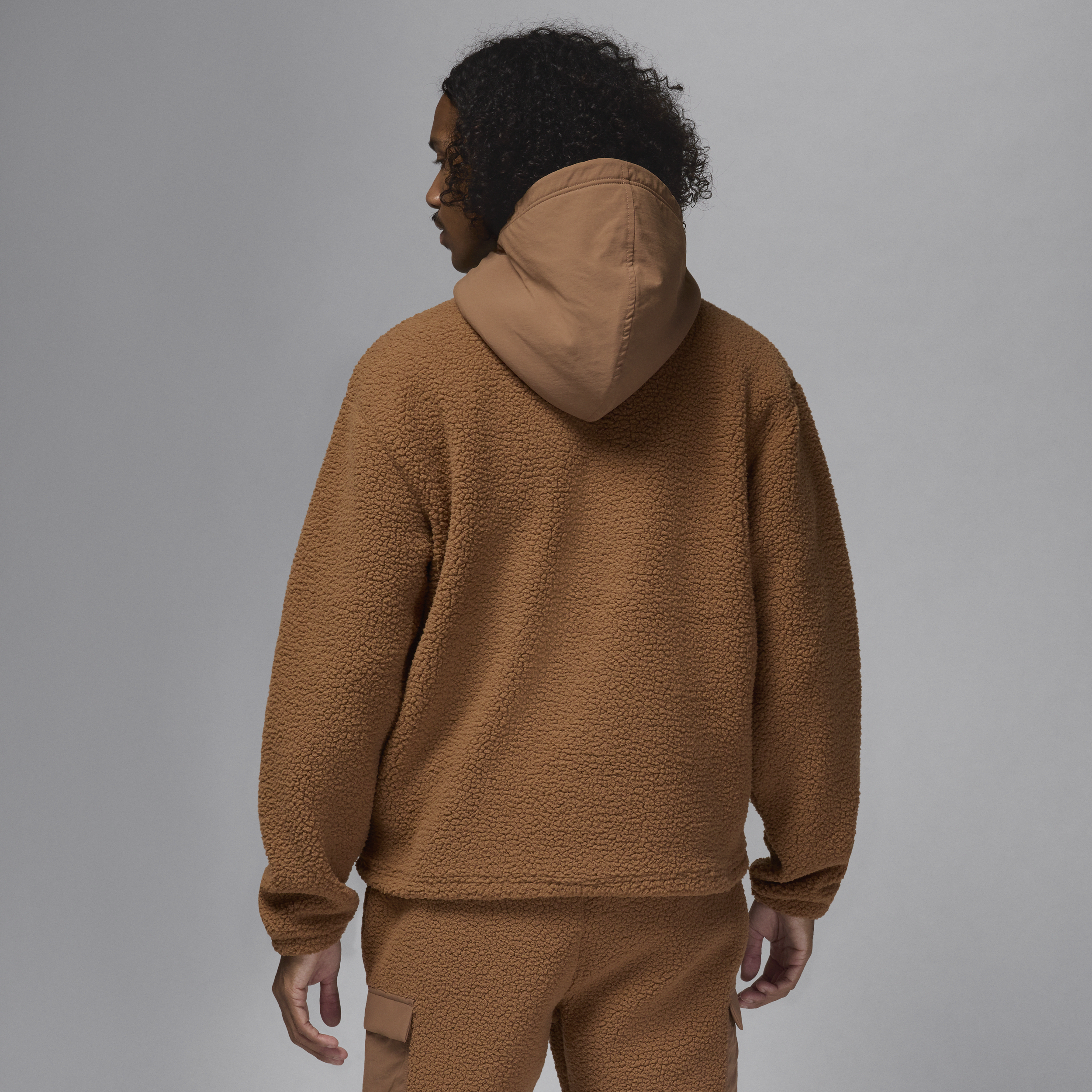 Sweat à capuche en Fleece à poils longs Jordan Flight pour homme - Marron