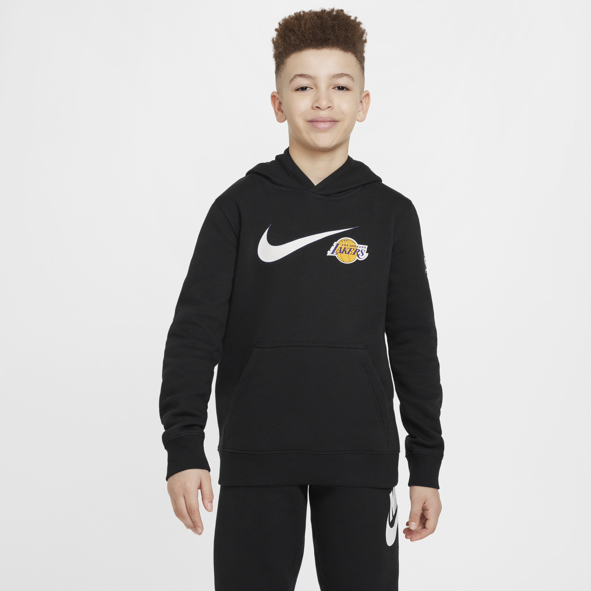 Nike Los Angeles Lakers Club Fleece Essential NBA-hoodie voor jongens Zwart