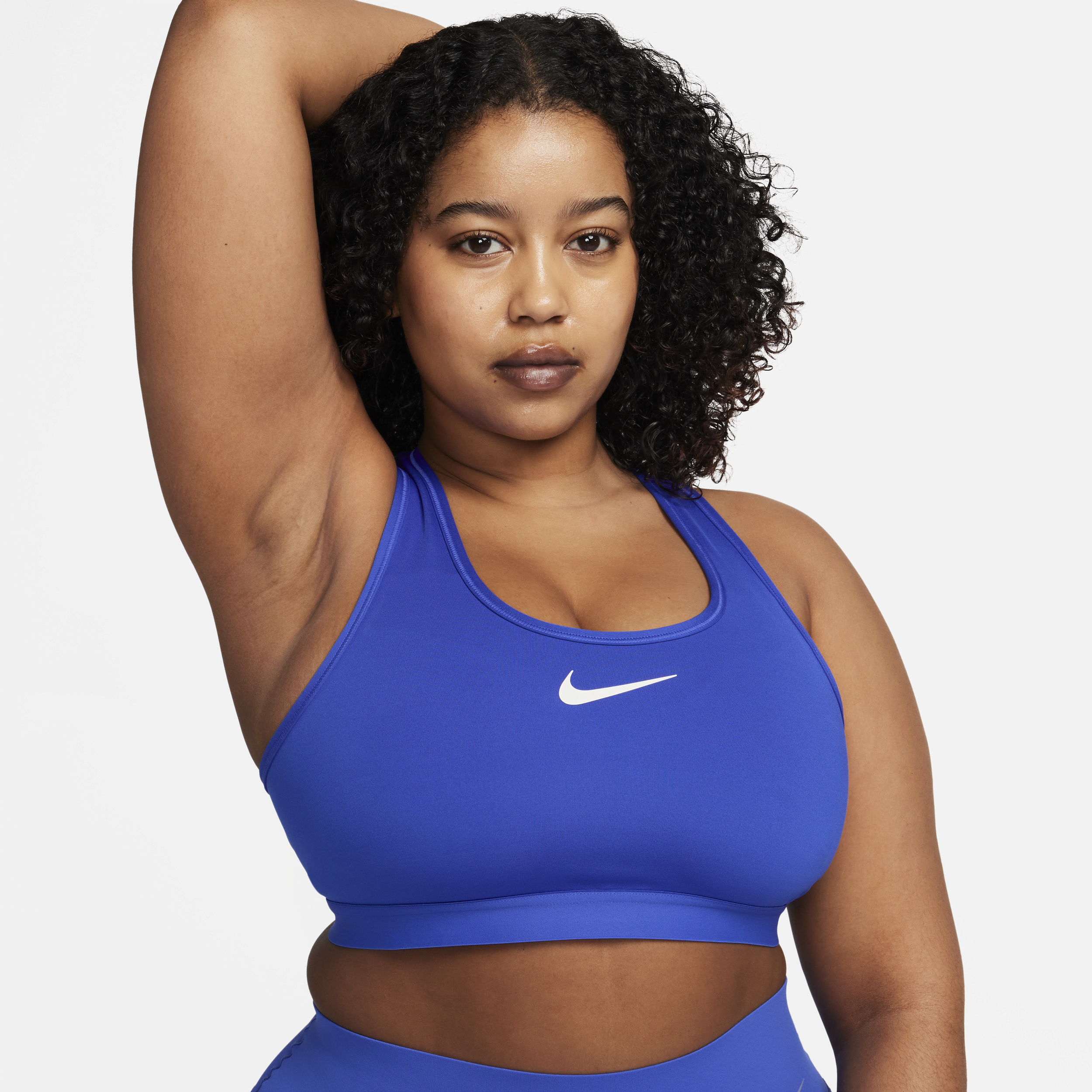 Nike Swoosh High Support padded verstelbare sport-bh Blauw
