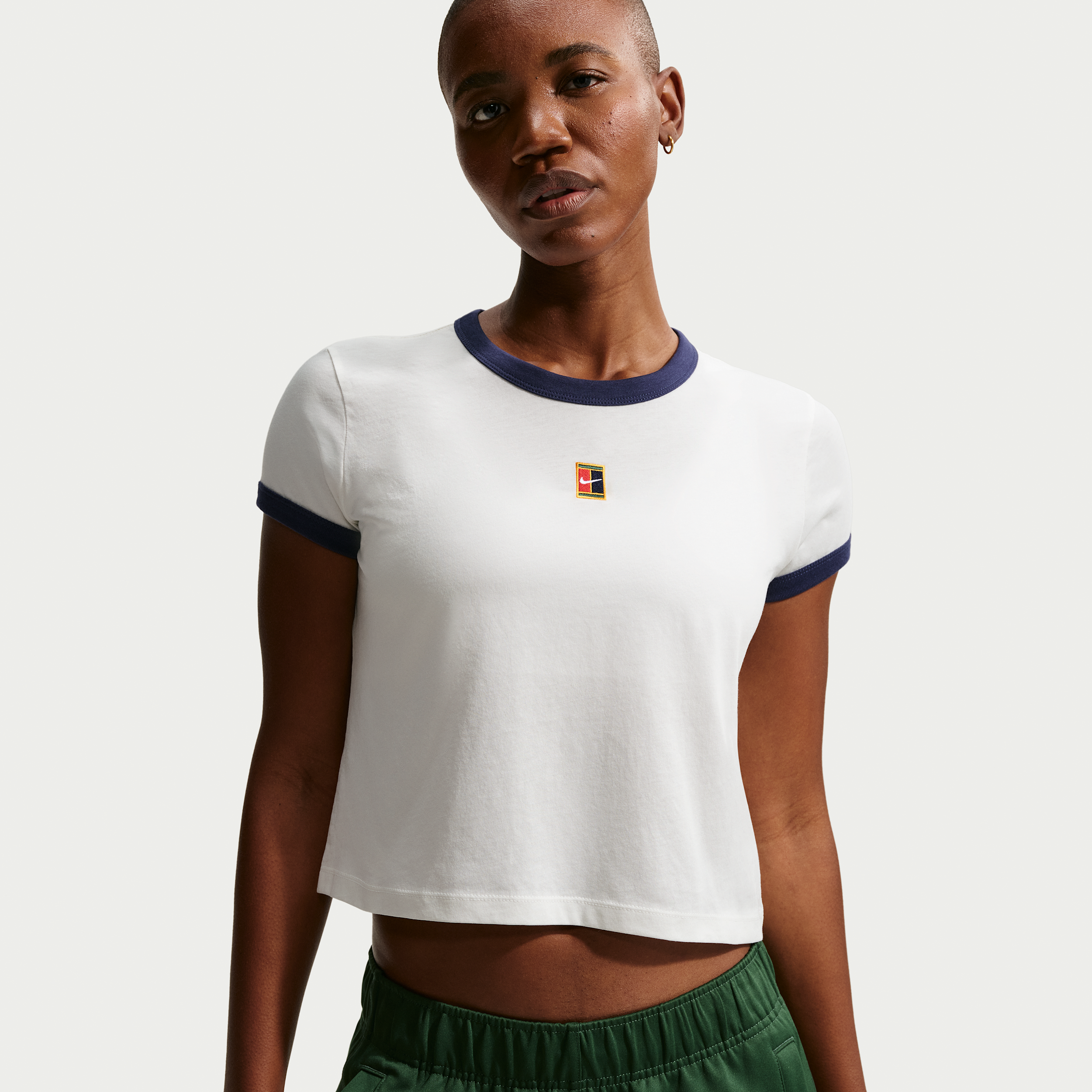 Nike Heritage Womens Short-Sleeve Tennis T-Shirt - White - Cotton