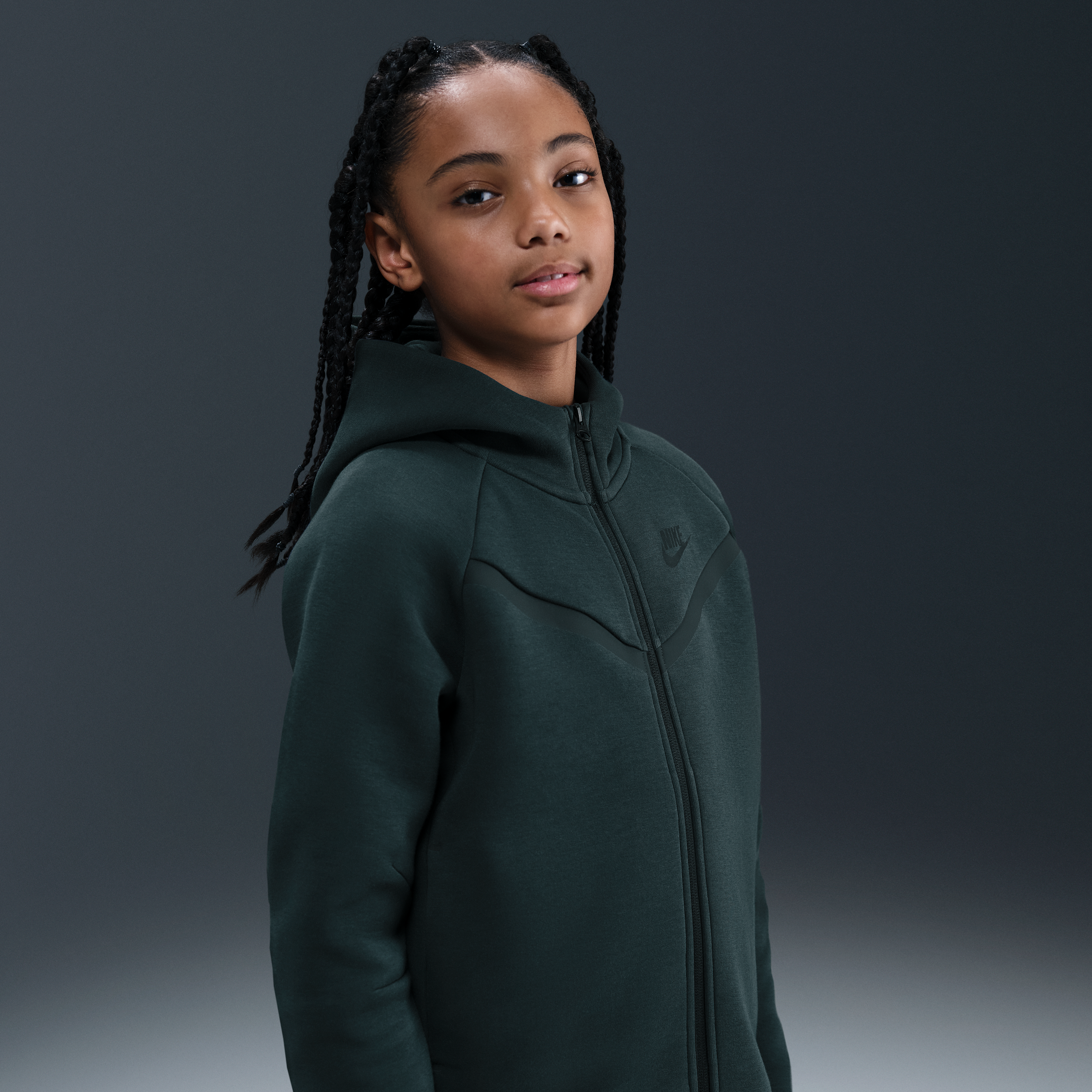 Nike Tech Fleece Girls Full-Zip Hoodie - Green