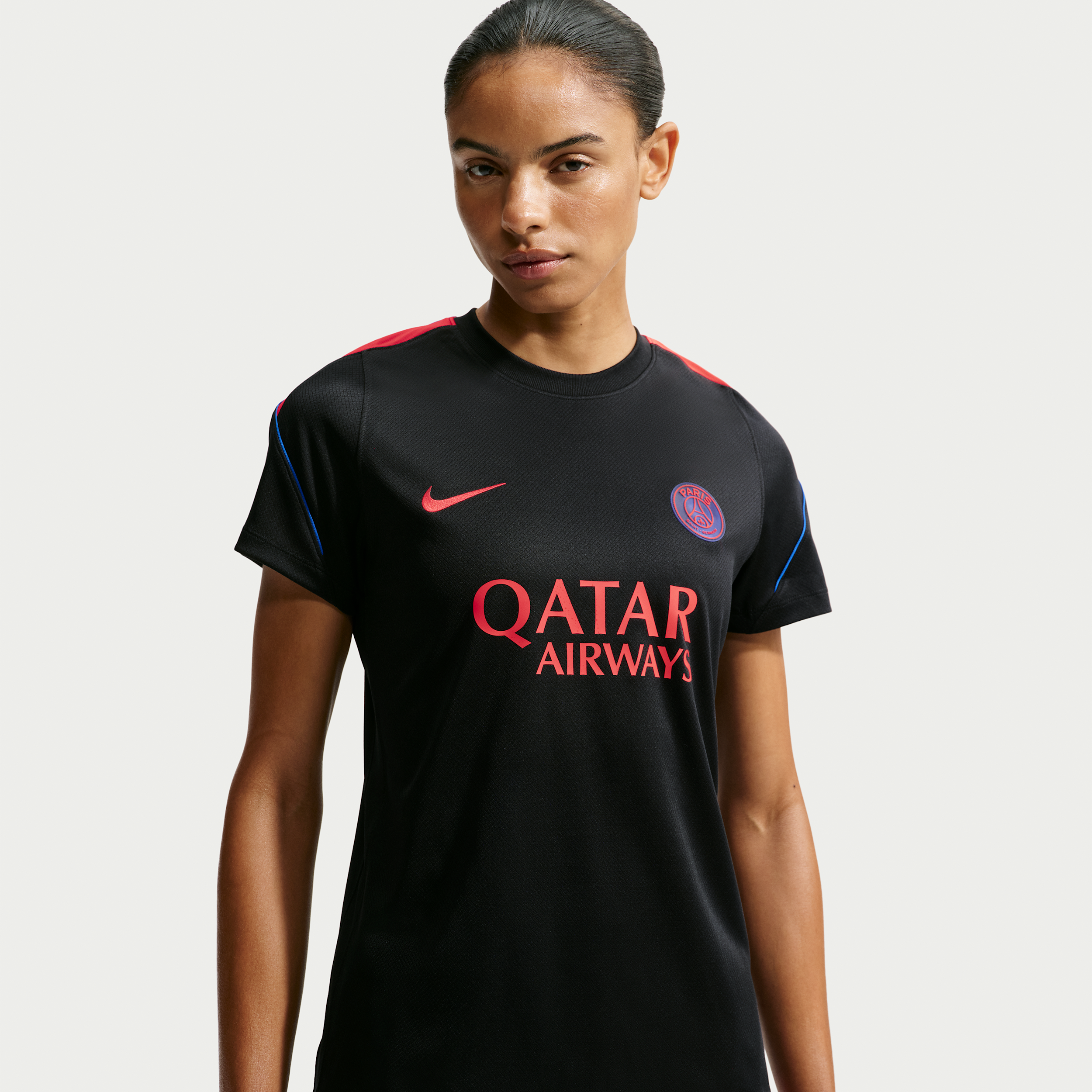 Kortærmet Paris Saint-Germain Strike Nike Dri-FIT-fodboldtrøje til kvinder - sort