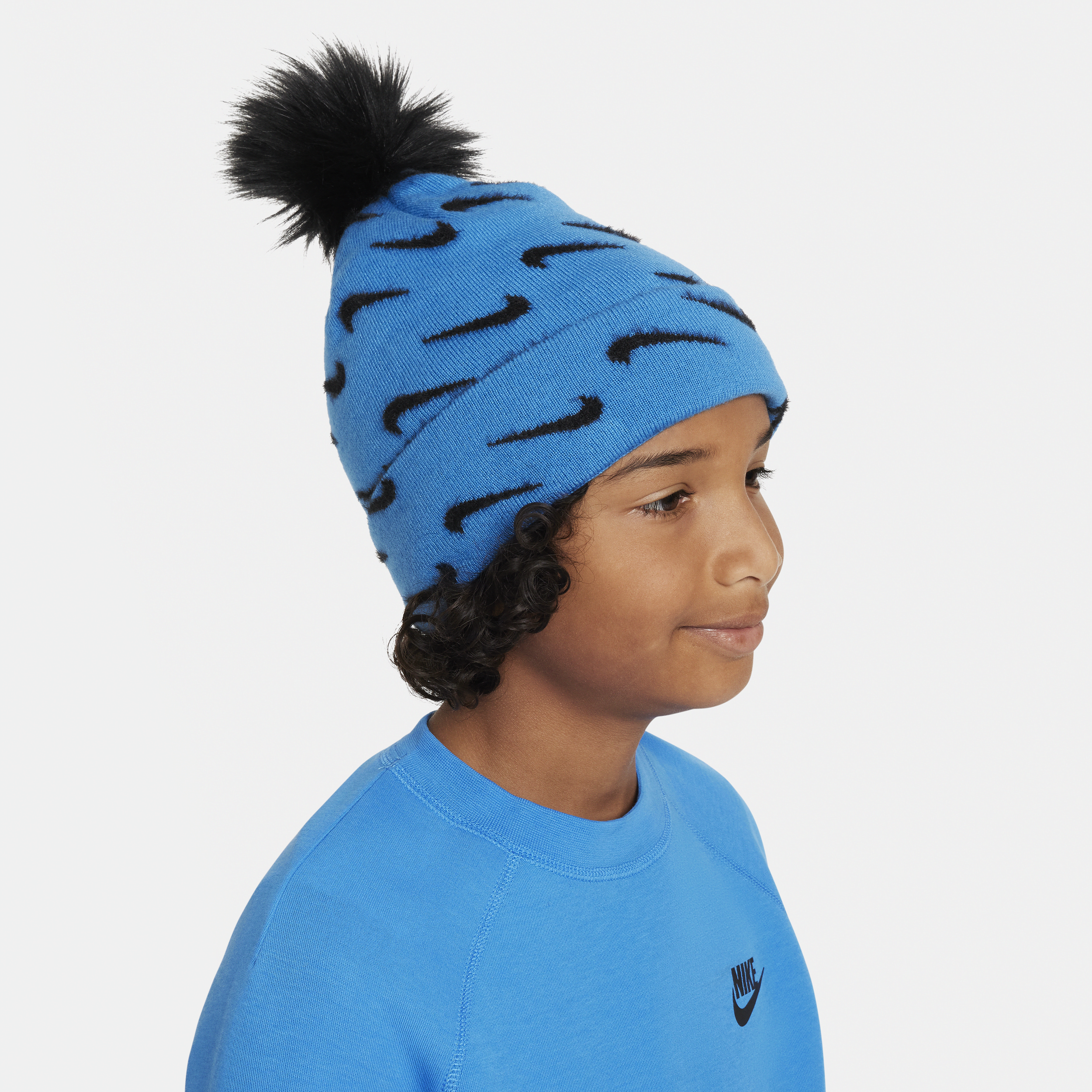 Nike Peak beanie met pompon voor kids Blauw