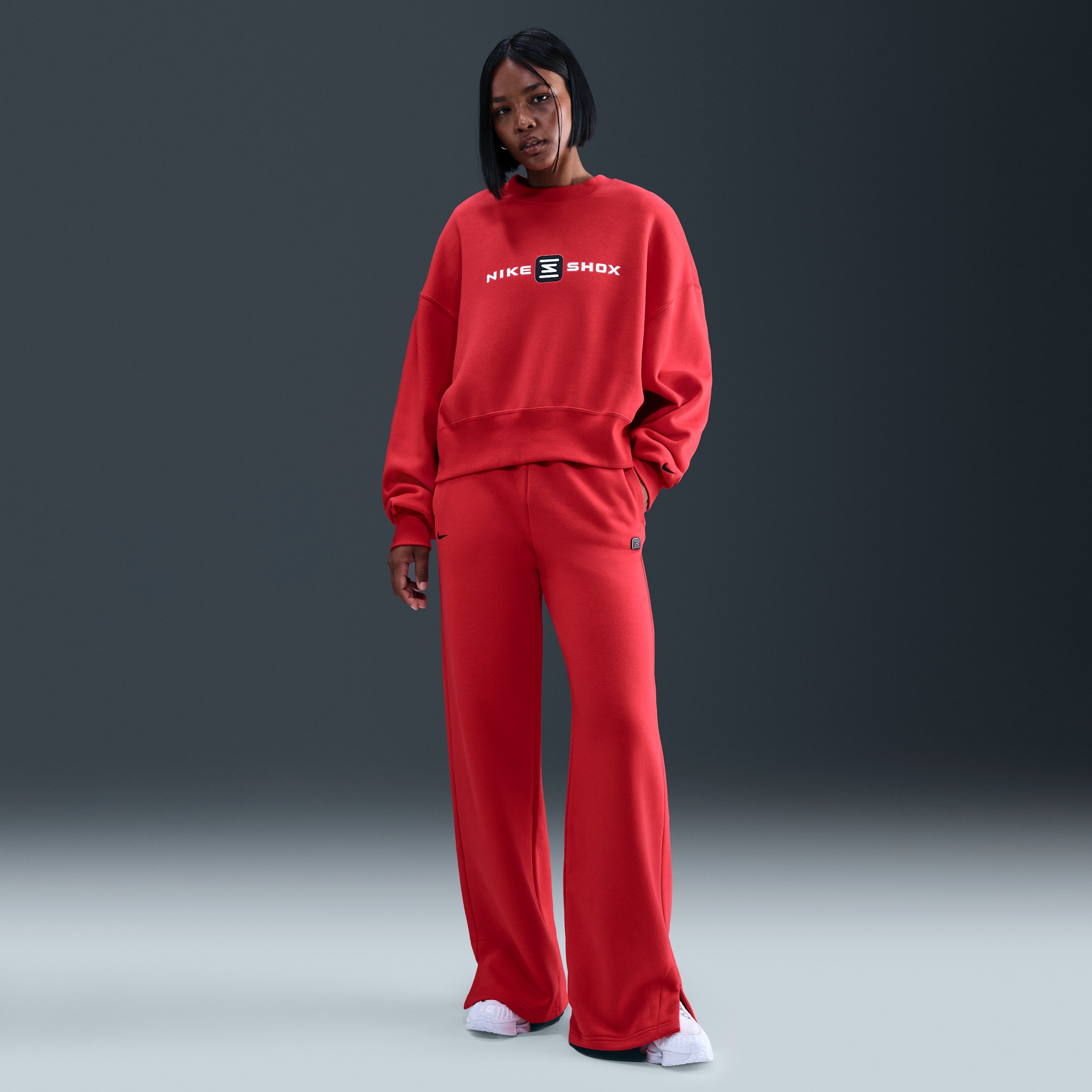 Nike Phoenix Fleece Show damesbroek met hoge taille - Rood