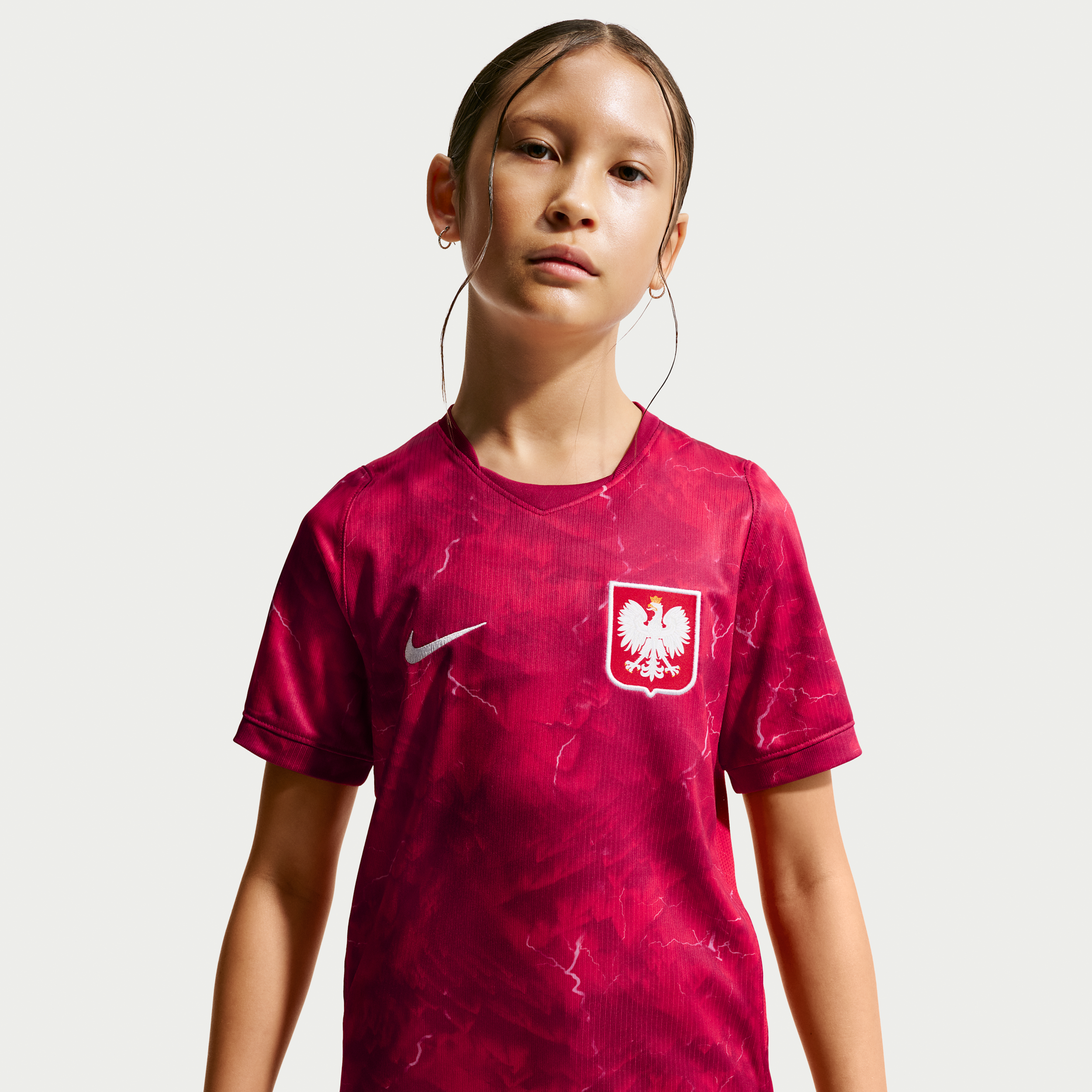 Polen 2026 Nike Dri-FIT Replica-fodboldtrøje til større børn - rød
