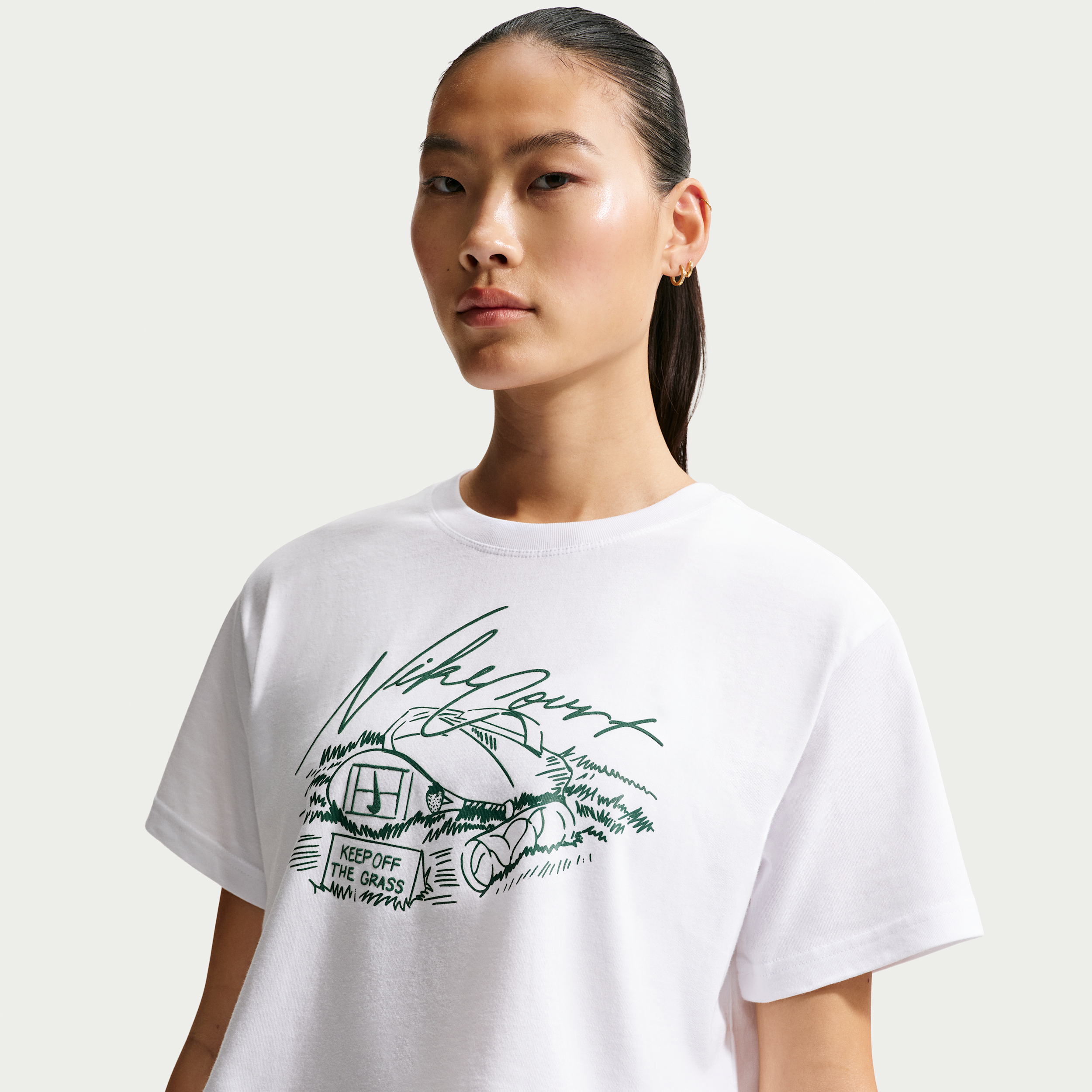 Kort Nike Tennis-T-shirt til kvinder - hvid