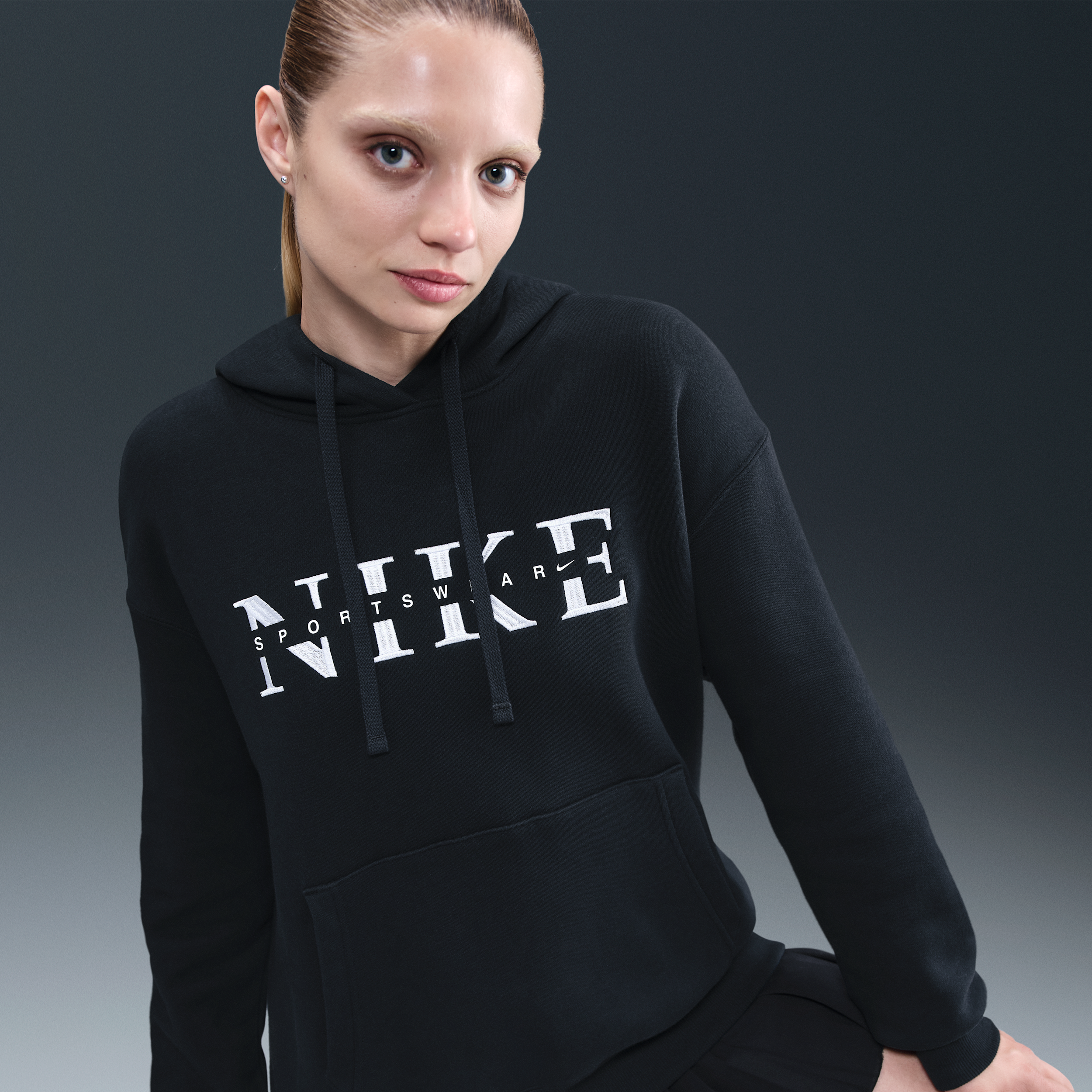 Thumbnail - Nike Phoenix Fleece Oversize-Hoodie für Damen - Schwarz