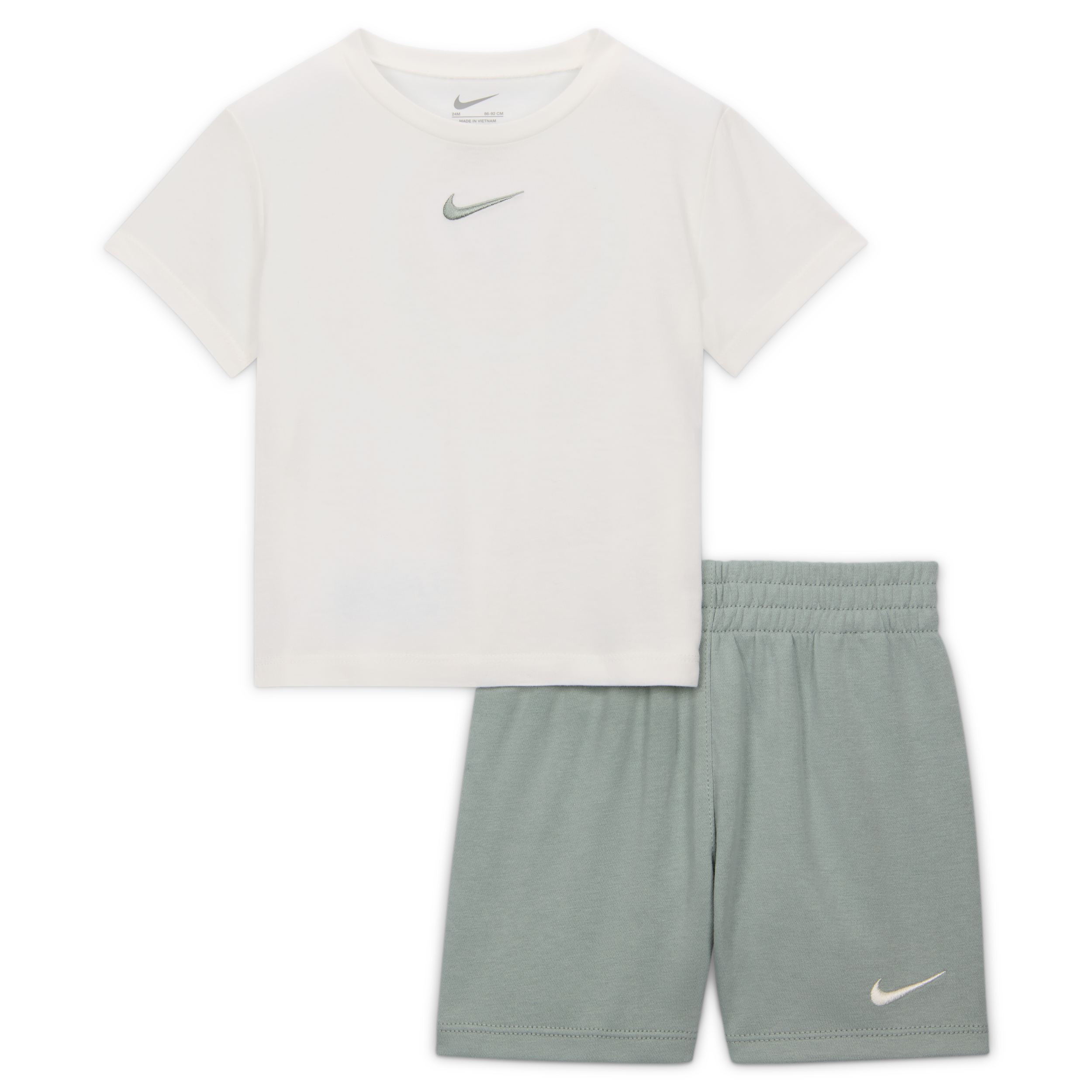 Nike-sæt med T-shirt i jersey og shorts i french terry til babyer - grå