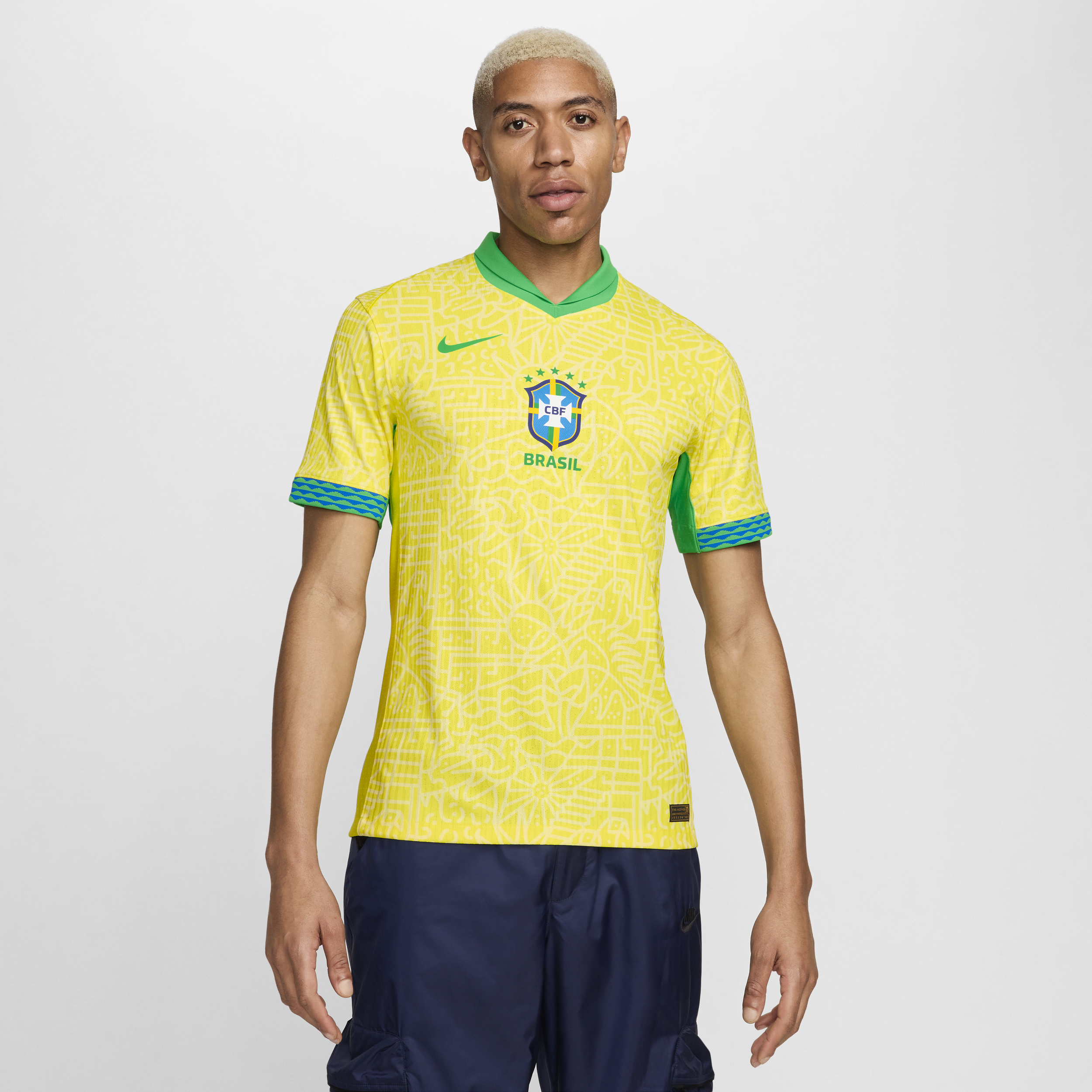 Nike Brazilië 2024 Match Thuis Dri-FIT ADV authentiek voetbalshirt voor heren Geel