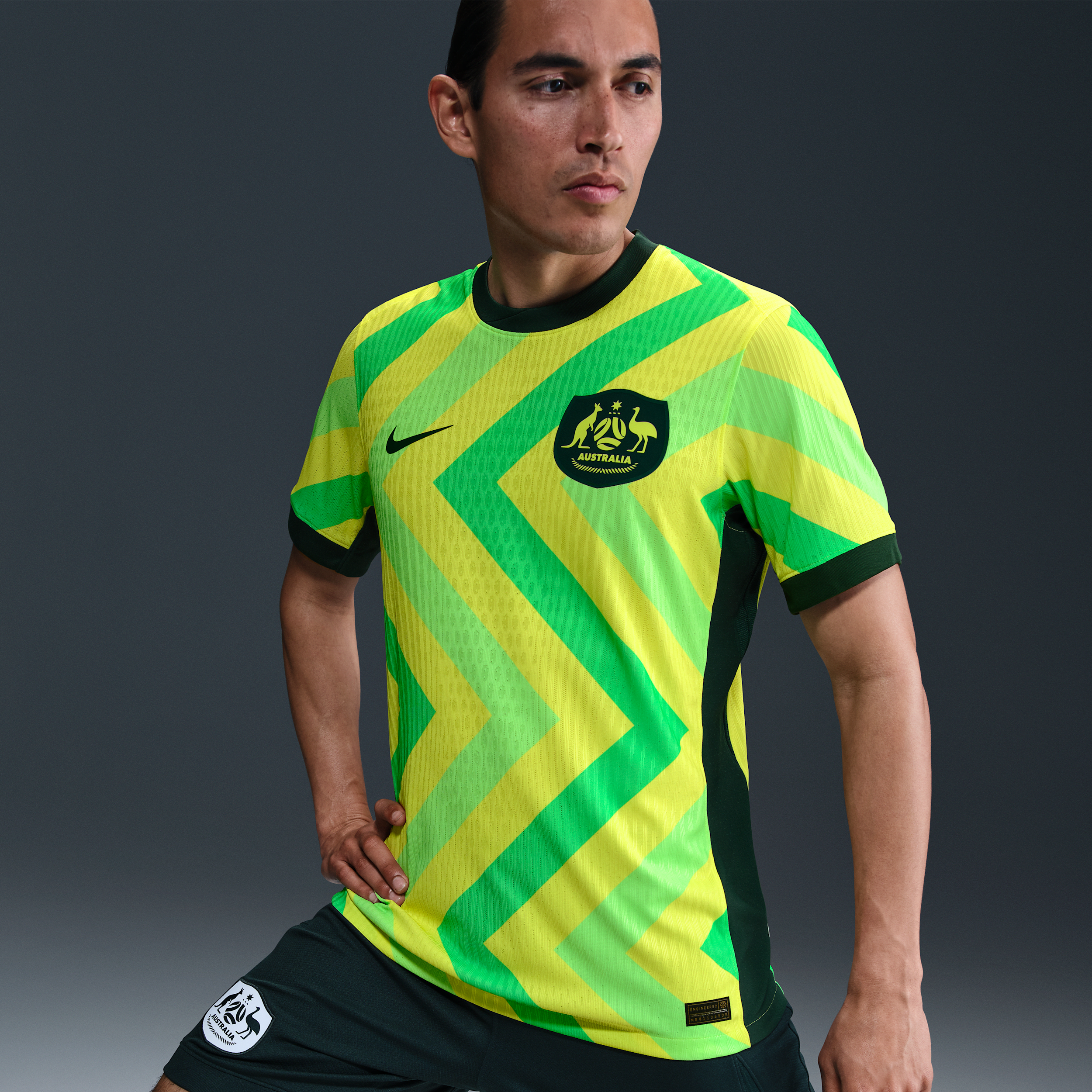 Australia 2025/26 Match Home Men's Nike Dri-FIT ADV Football Authentic Shirt - Yellow - Polyester - 50% Recycled Polyester