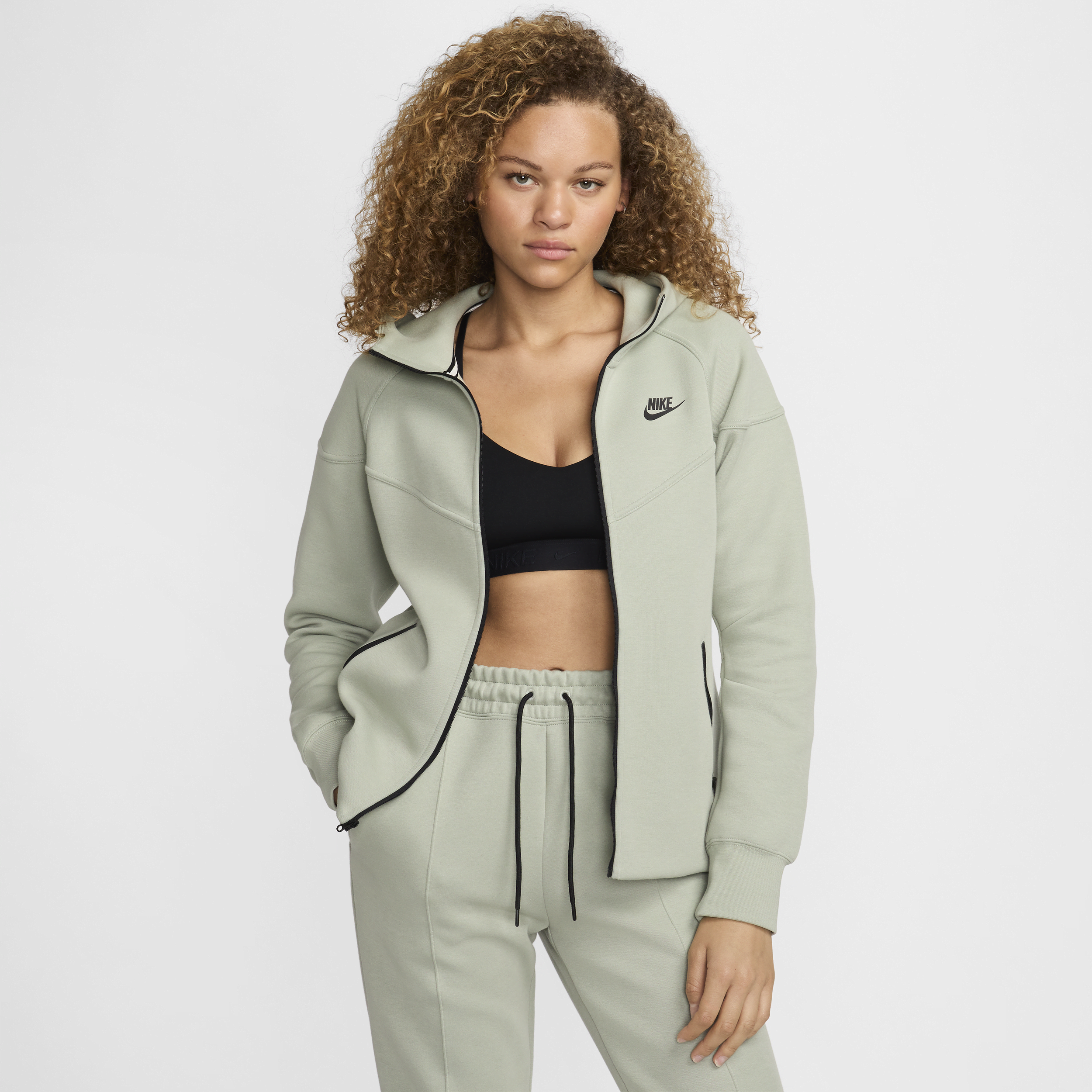 Sweat à capuche et zip Nike Sportswear Tech Fleece Windrunner pour femme - Vert