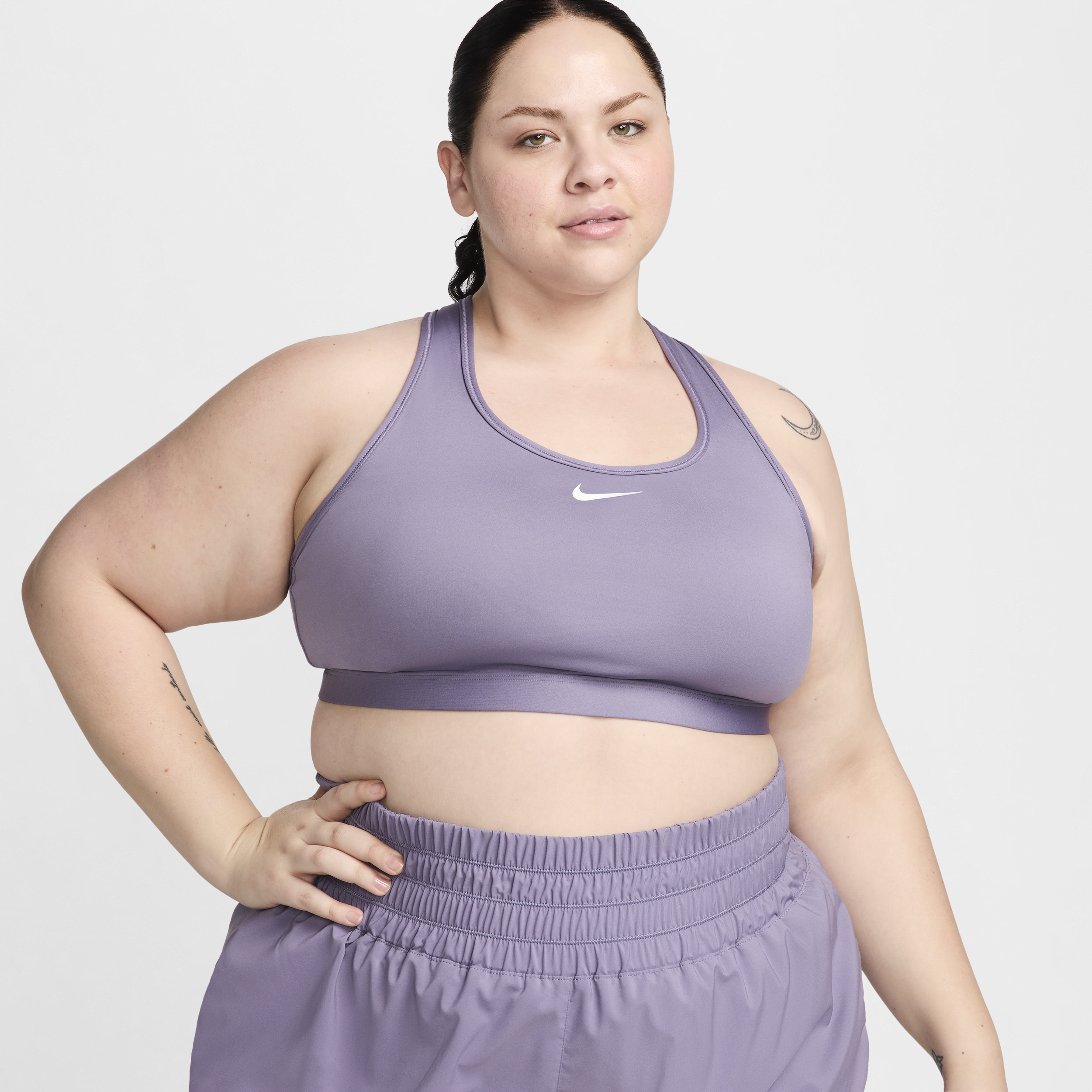 Nike Swoosh Medium Support padded sport-bh (Plus Size) Paars