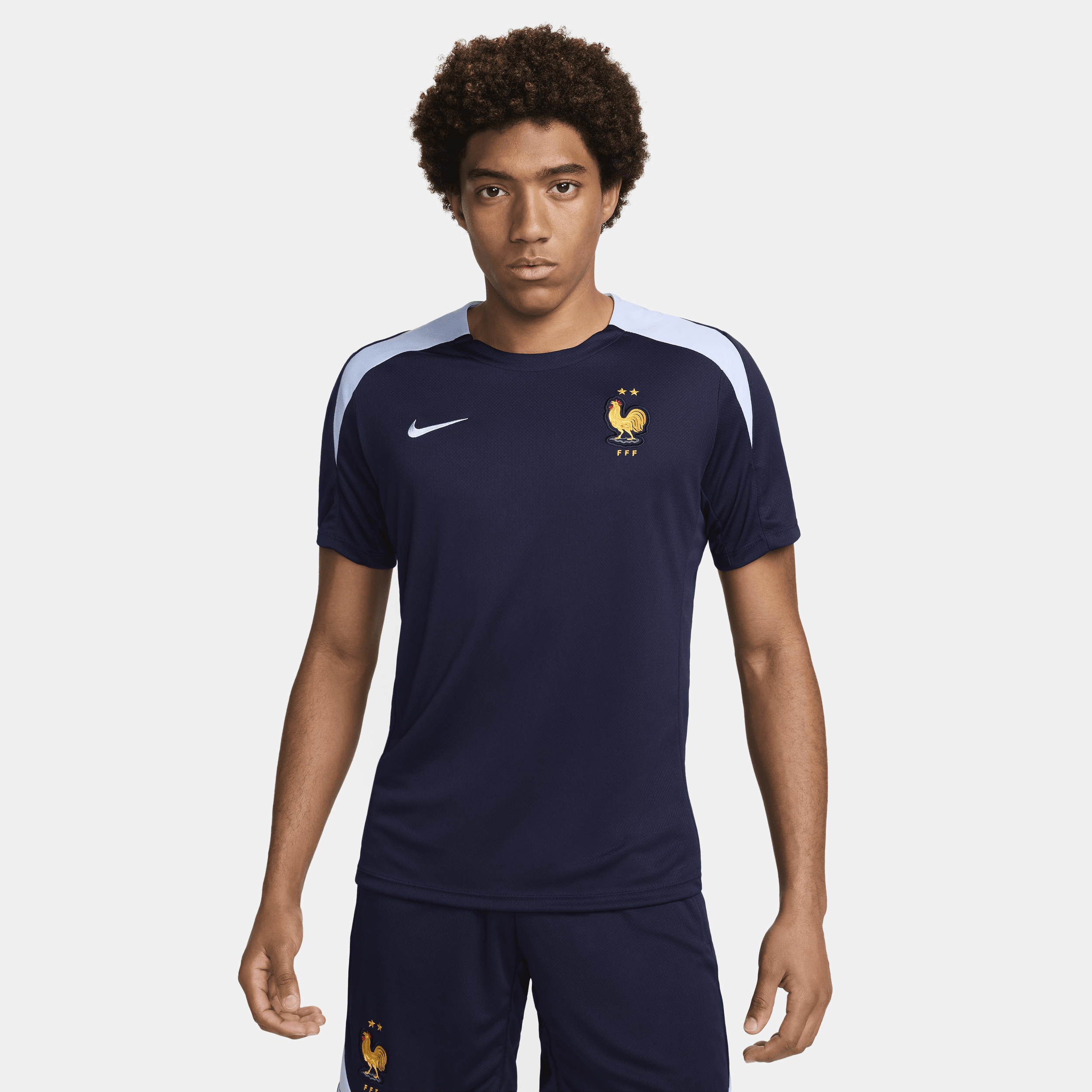 Haut de foot en maille à manches courtes Nike Dri-FIT FFF Strike pour homme - Bleu