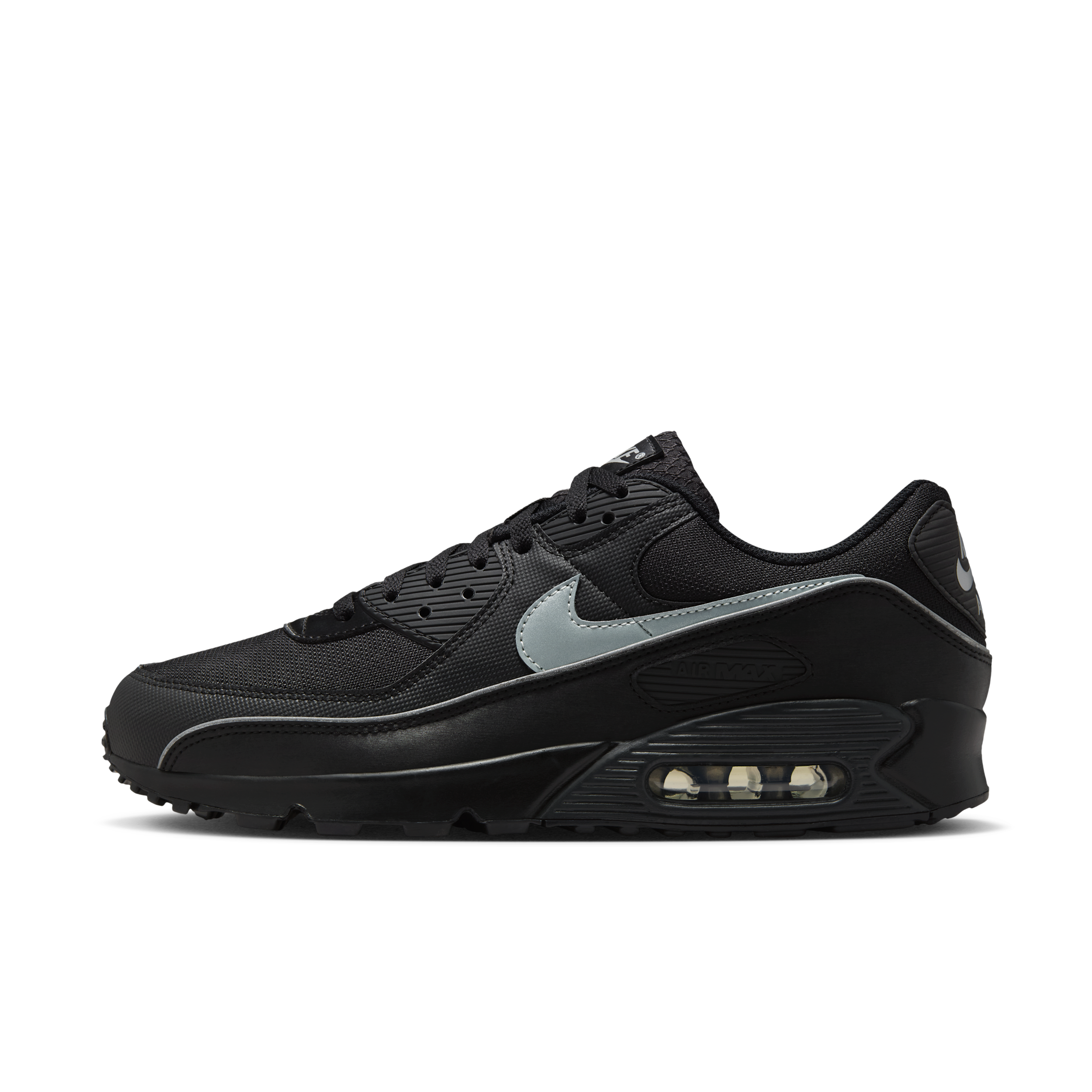 Nike Air Max 90 Premium Mens Shoes With Reflective Design Accents - Black