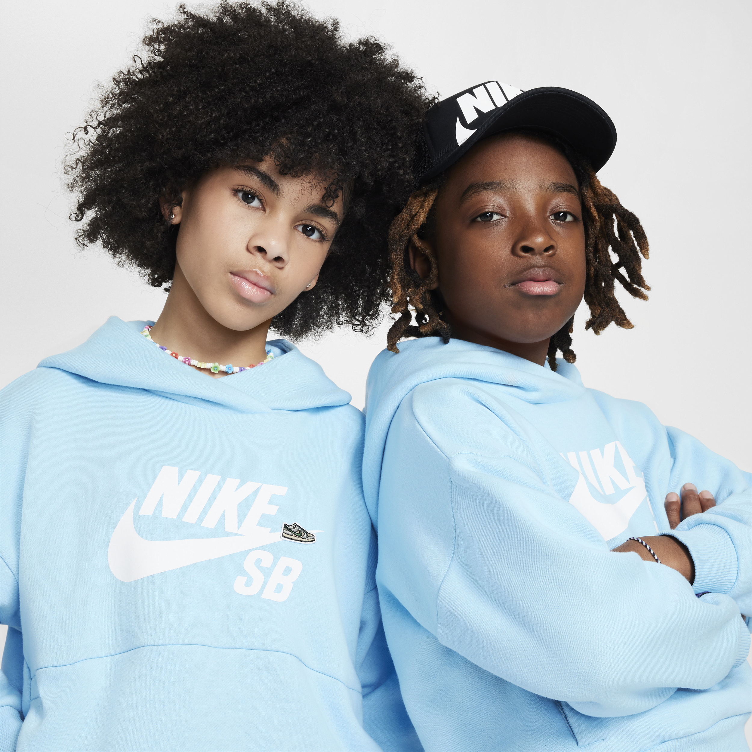 Nike SB Icon Fleece EasyOn oversized hoodie voor kids Blauw