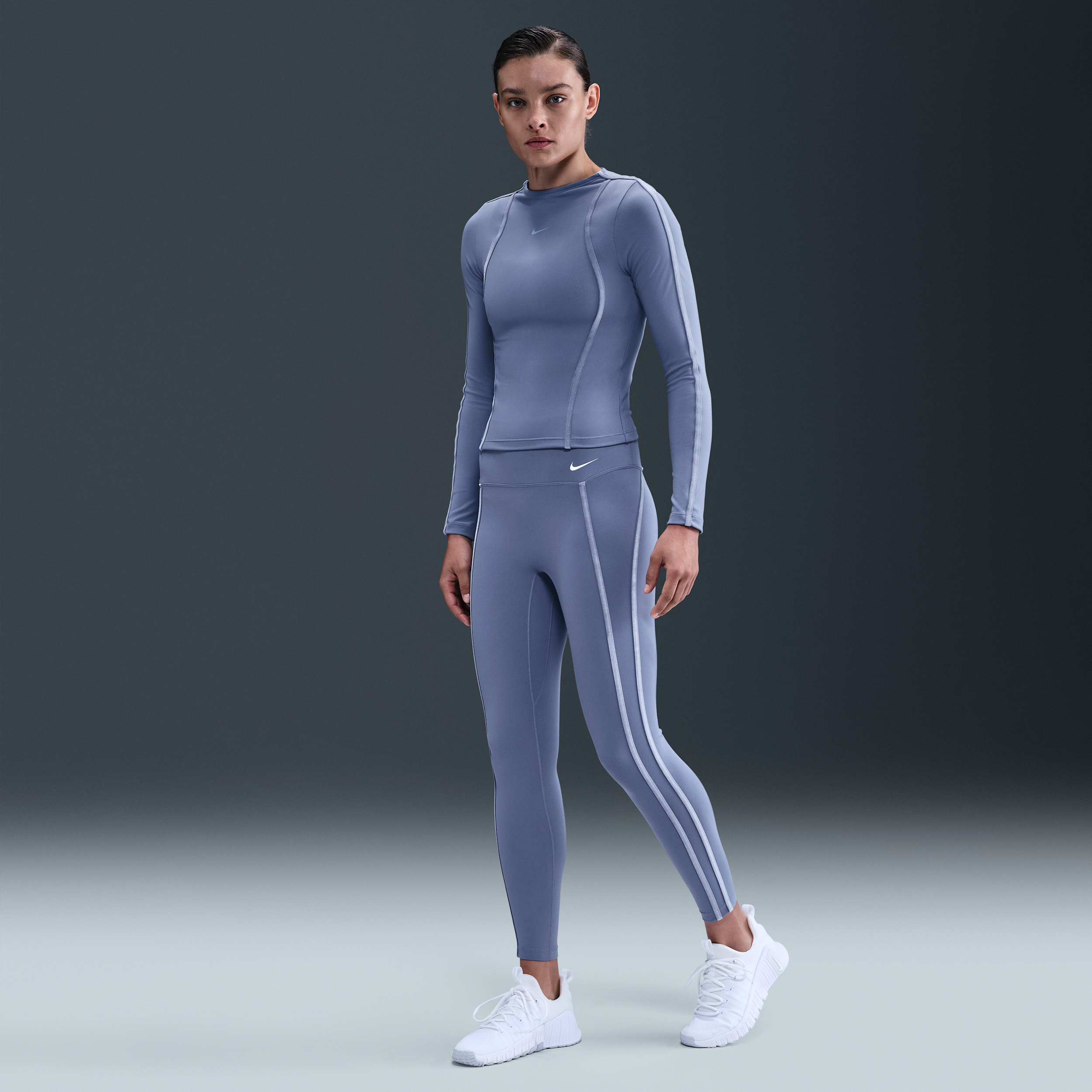 Nike One Womens High-Waisted 7/8 Leggings - Blue - Polyester/Spandex