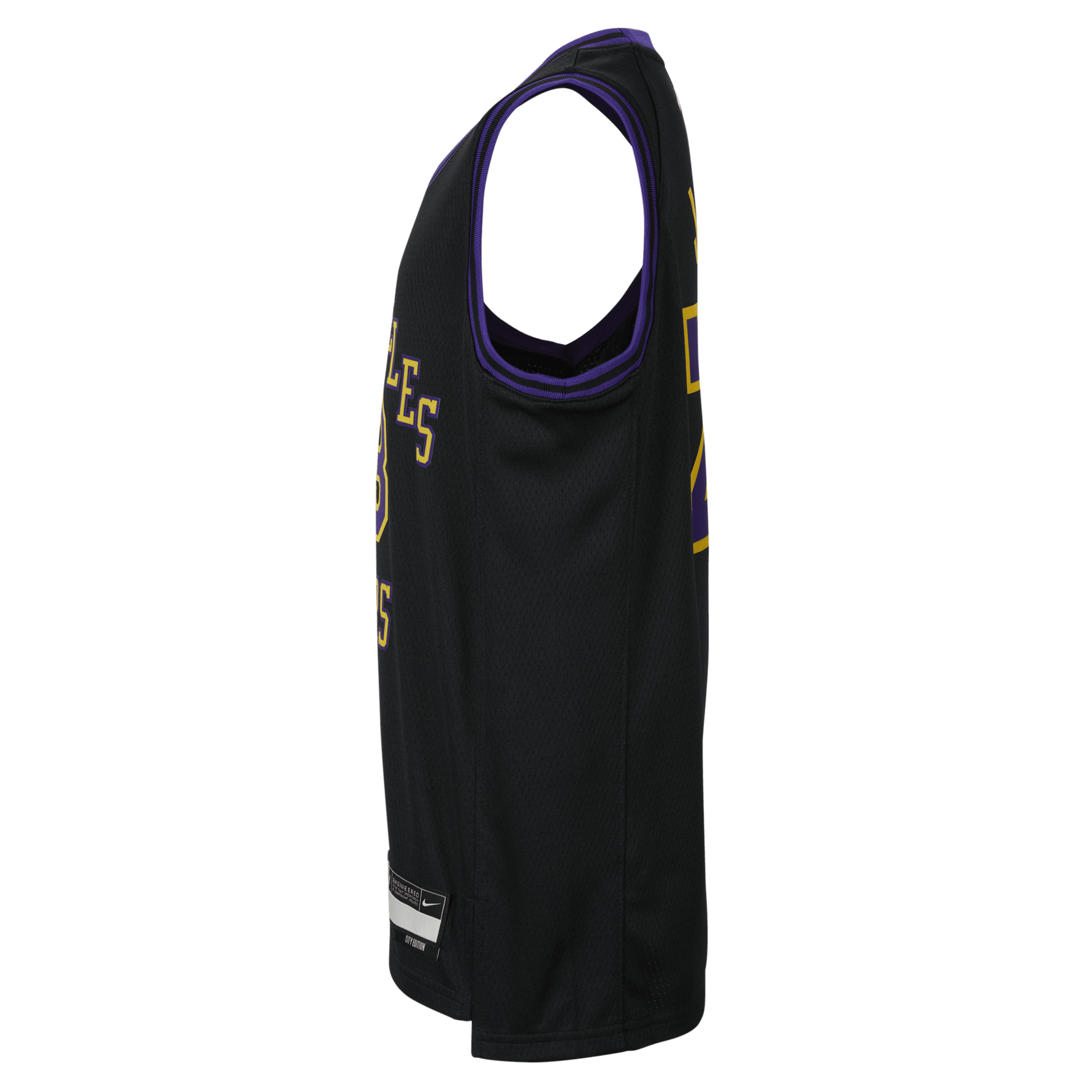 Nike Lebron James Los Angeles Lakers 2023 24 City Edition Swingman NBA-jersey met Dri-FIT voor kids Zwart