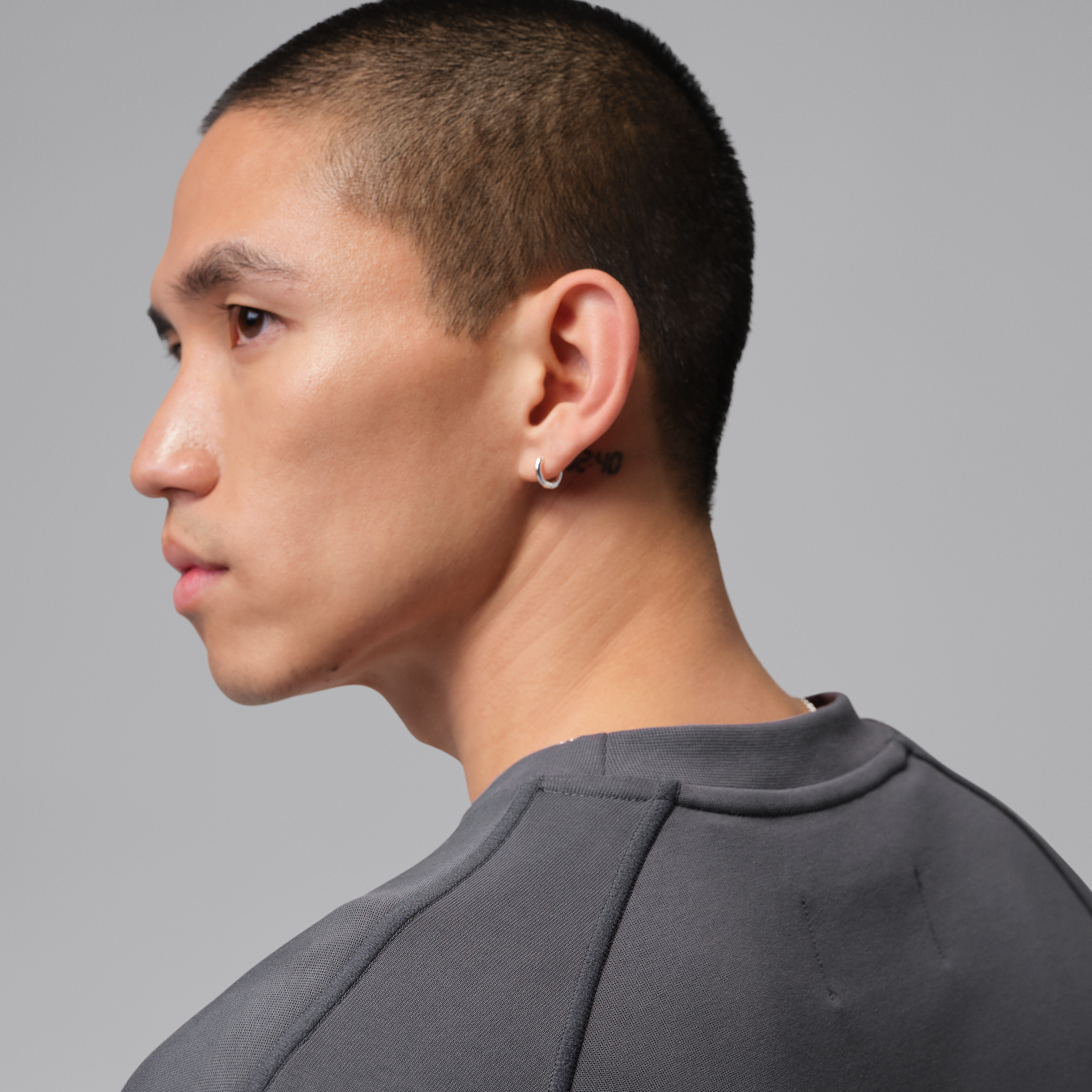 Thumbnail - Paris Saint-Germain Hoop Fleece Rundhals-Sweatshirt (Herren) - Grau