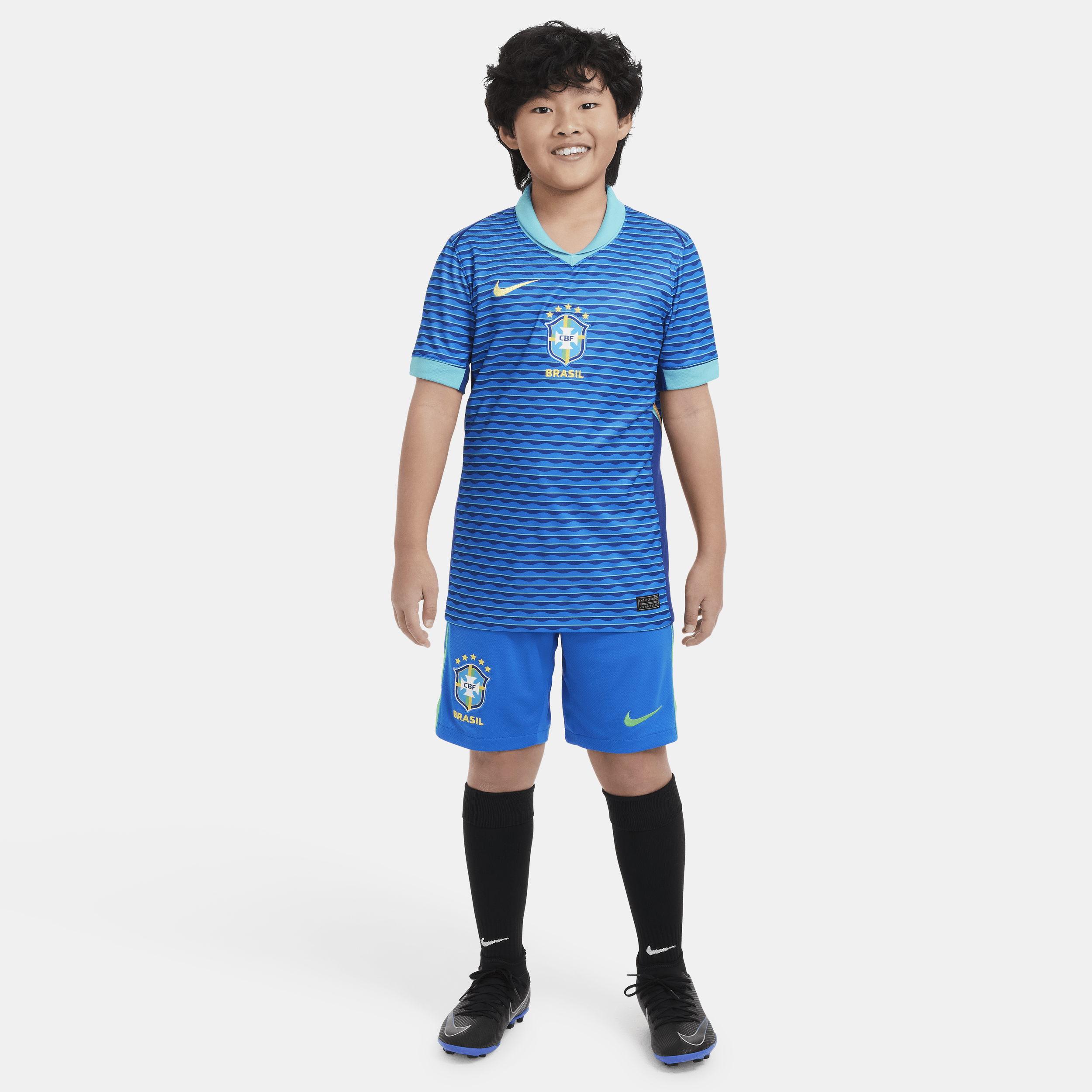 Nike Brazilië 2024 Stadium Uit Dri-FIT replica voetbalshirt voor kids Blauw