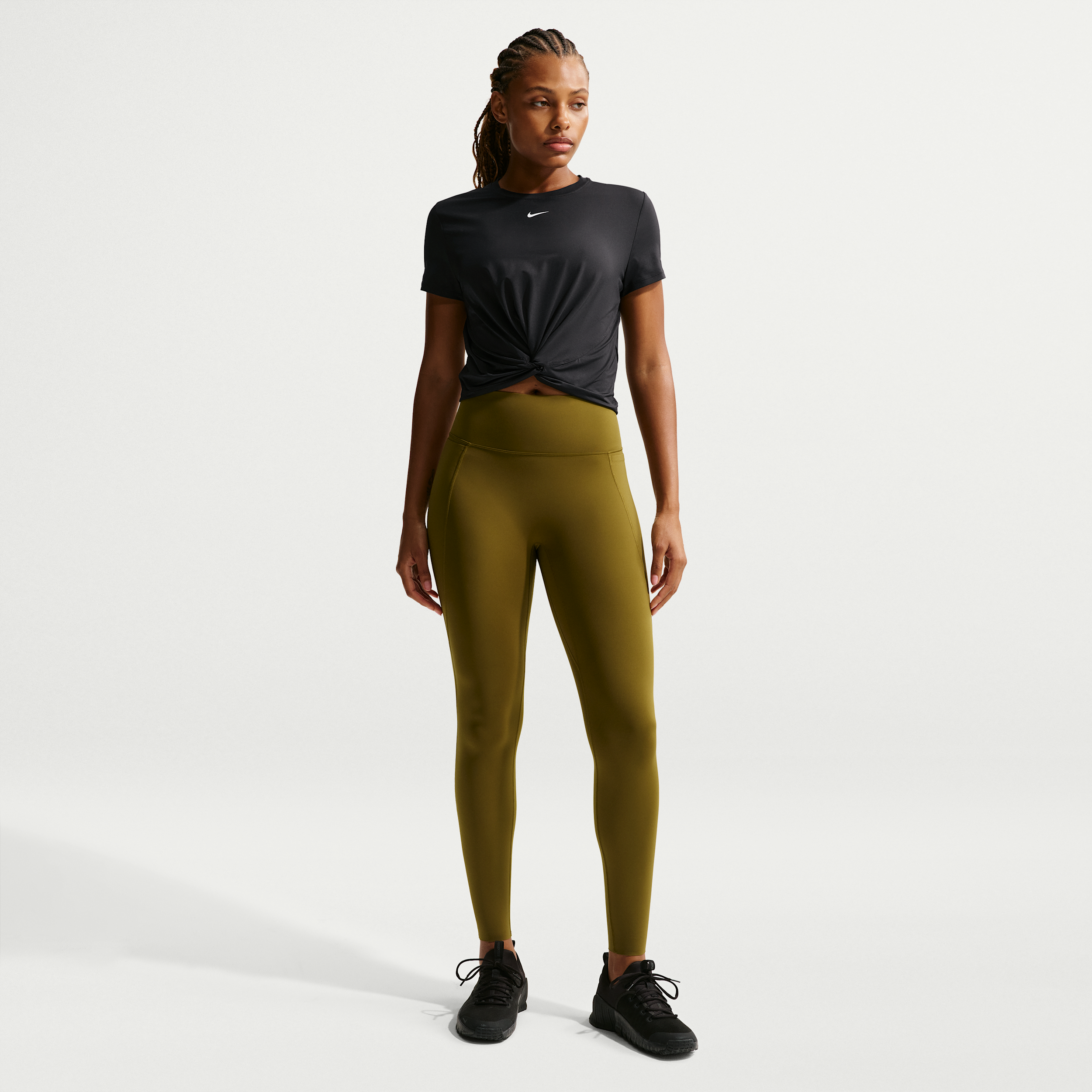 Nike Universa Womens High-Waisted Full-Length Leggings with No Front Seam - Brown - Polyester