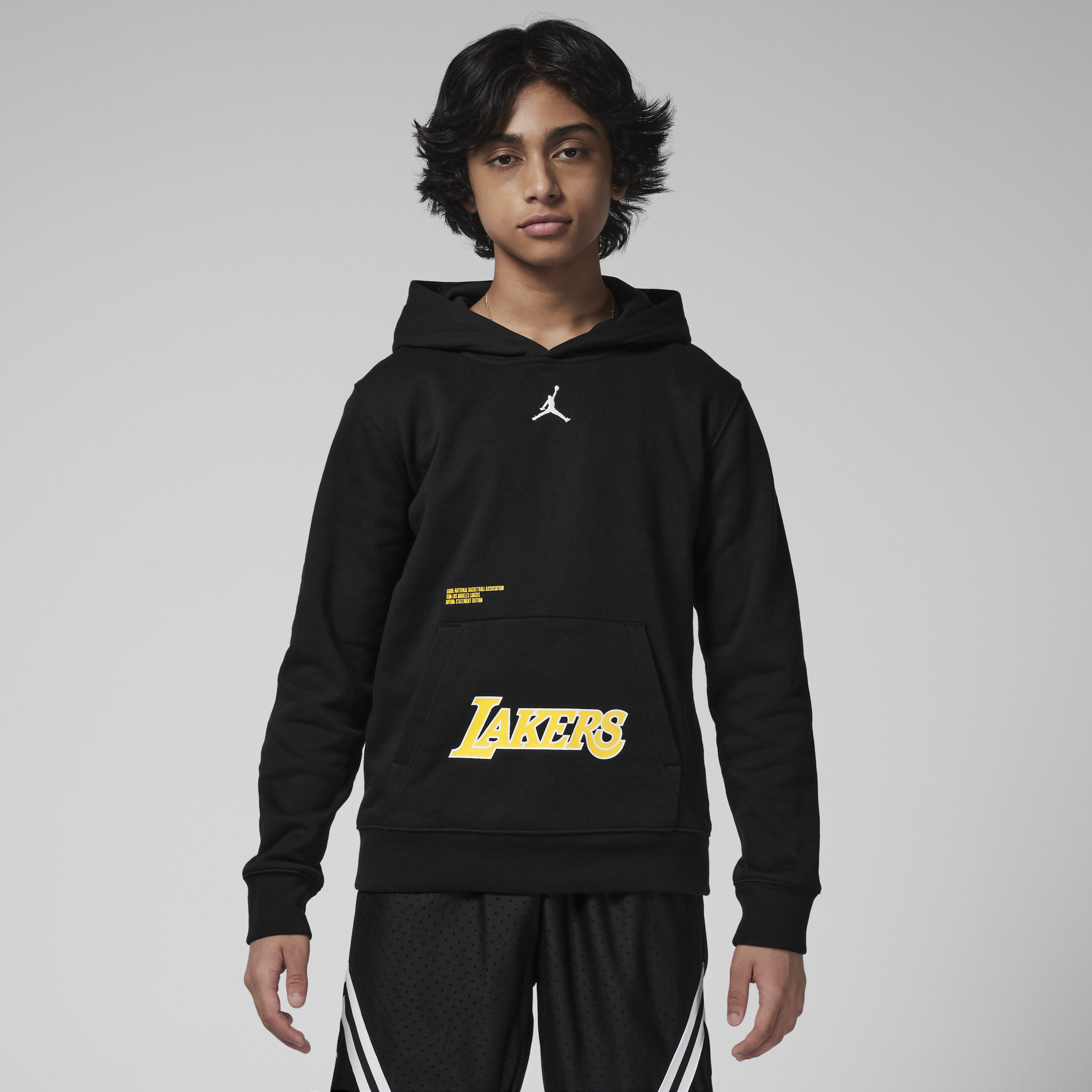 Jordan Los Angeles Lakers Courtside Statement Edition NBA-hoodie van fleece voor kids Zwart
