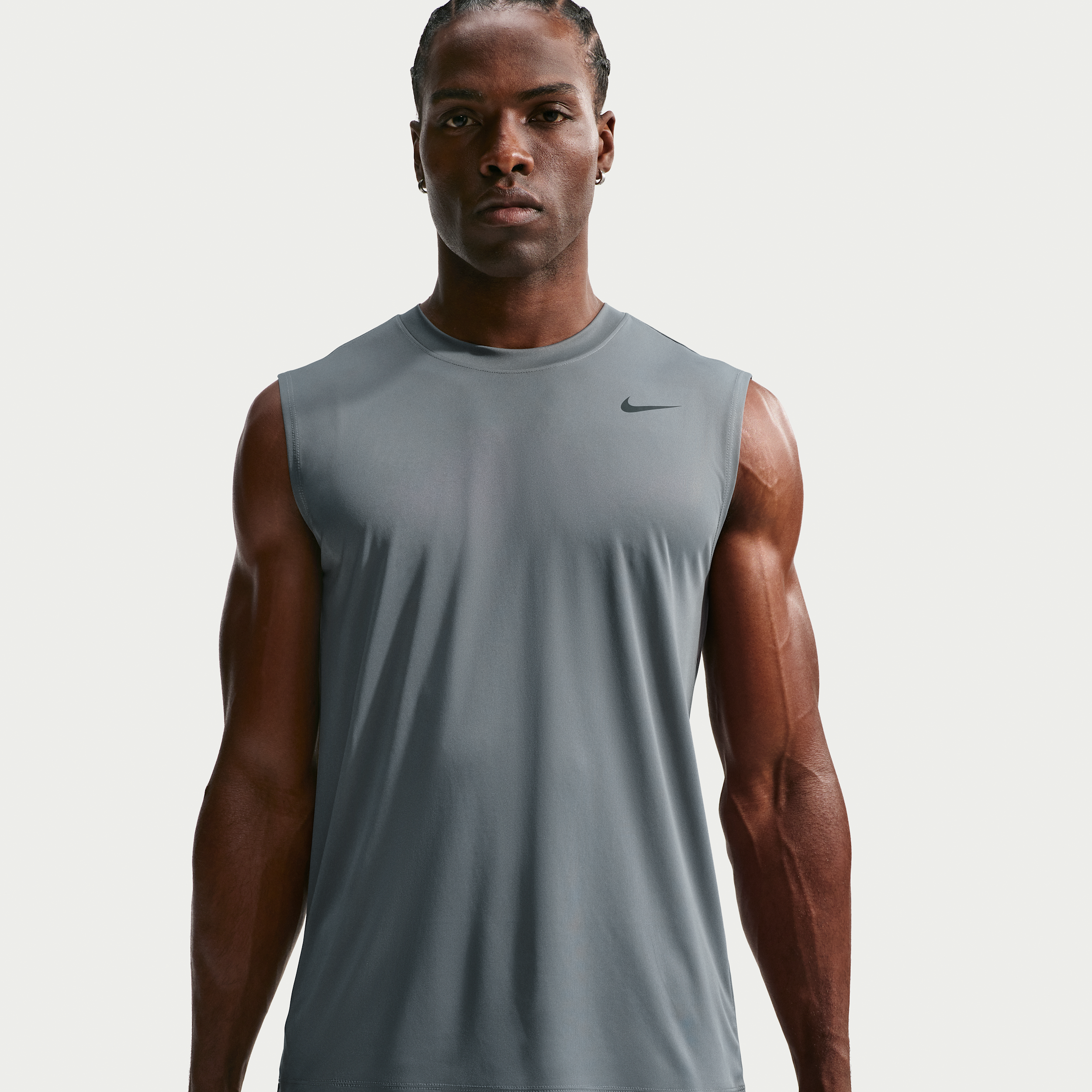Ærmeløs Nike Dri-FIT-træningstop til mænd - grå