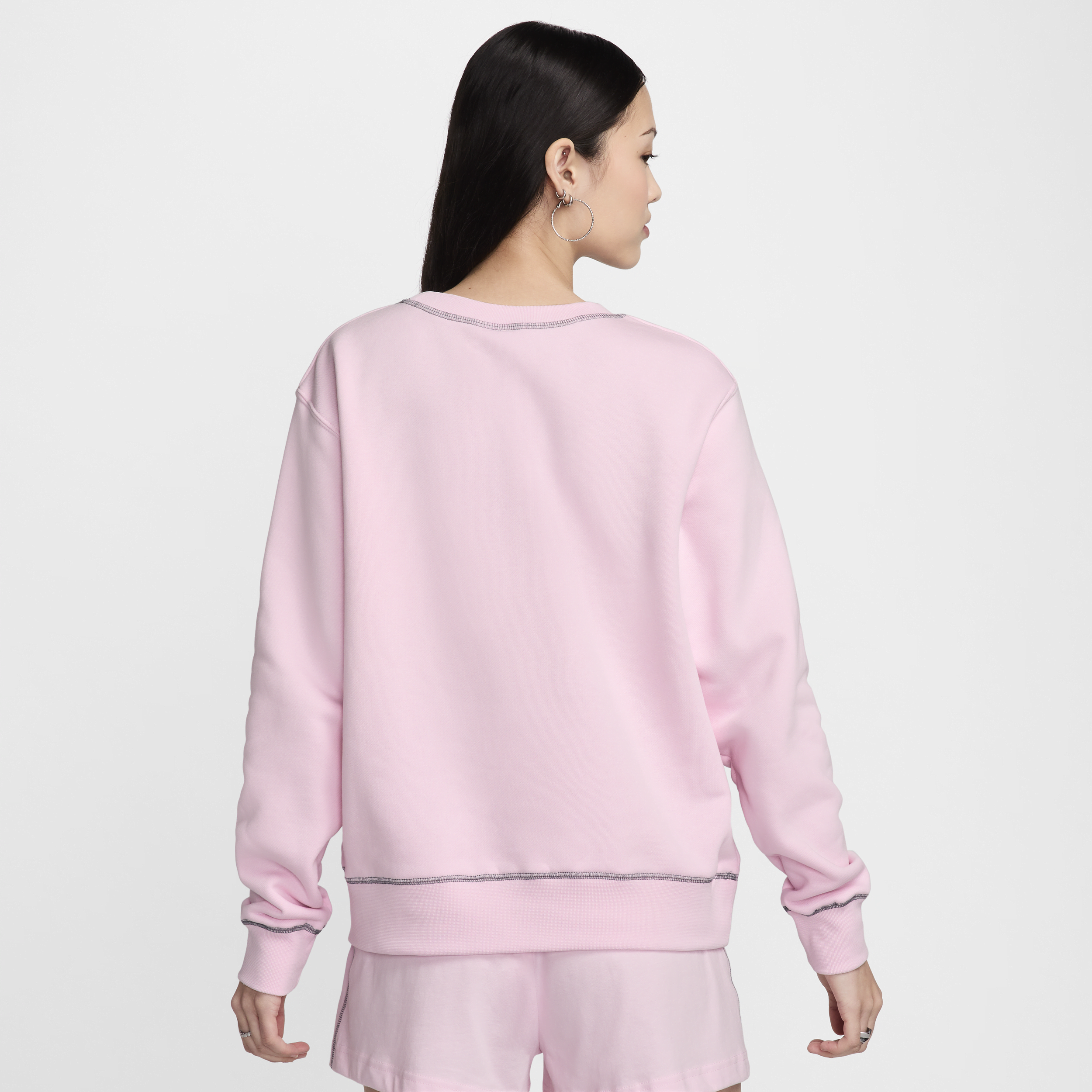 Nike Sportswear sweatshirt van fleece met ronde hals voor dames Roze