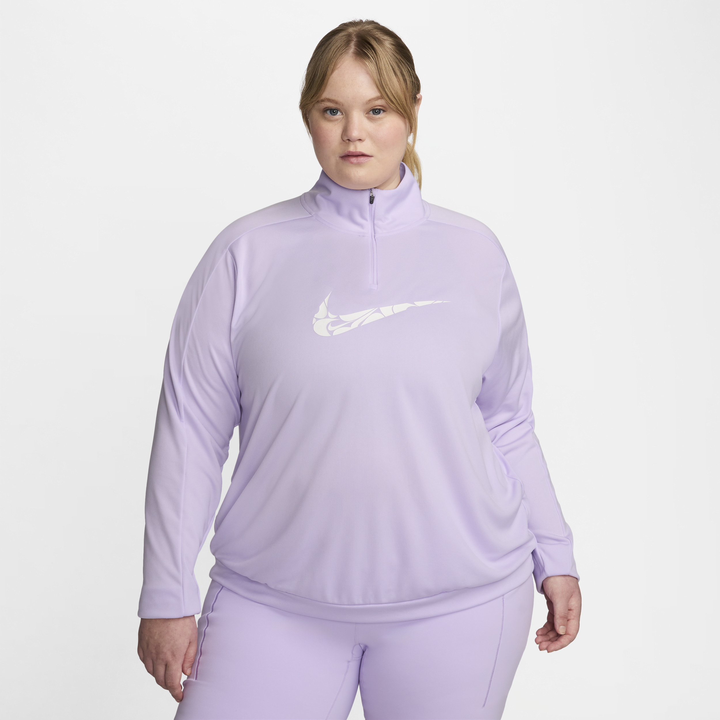 Nike Swoosh Dri-FIT tussenlaag met korte rits voor dames (Plus Size) Paars