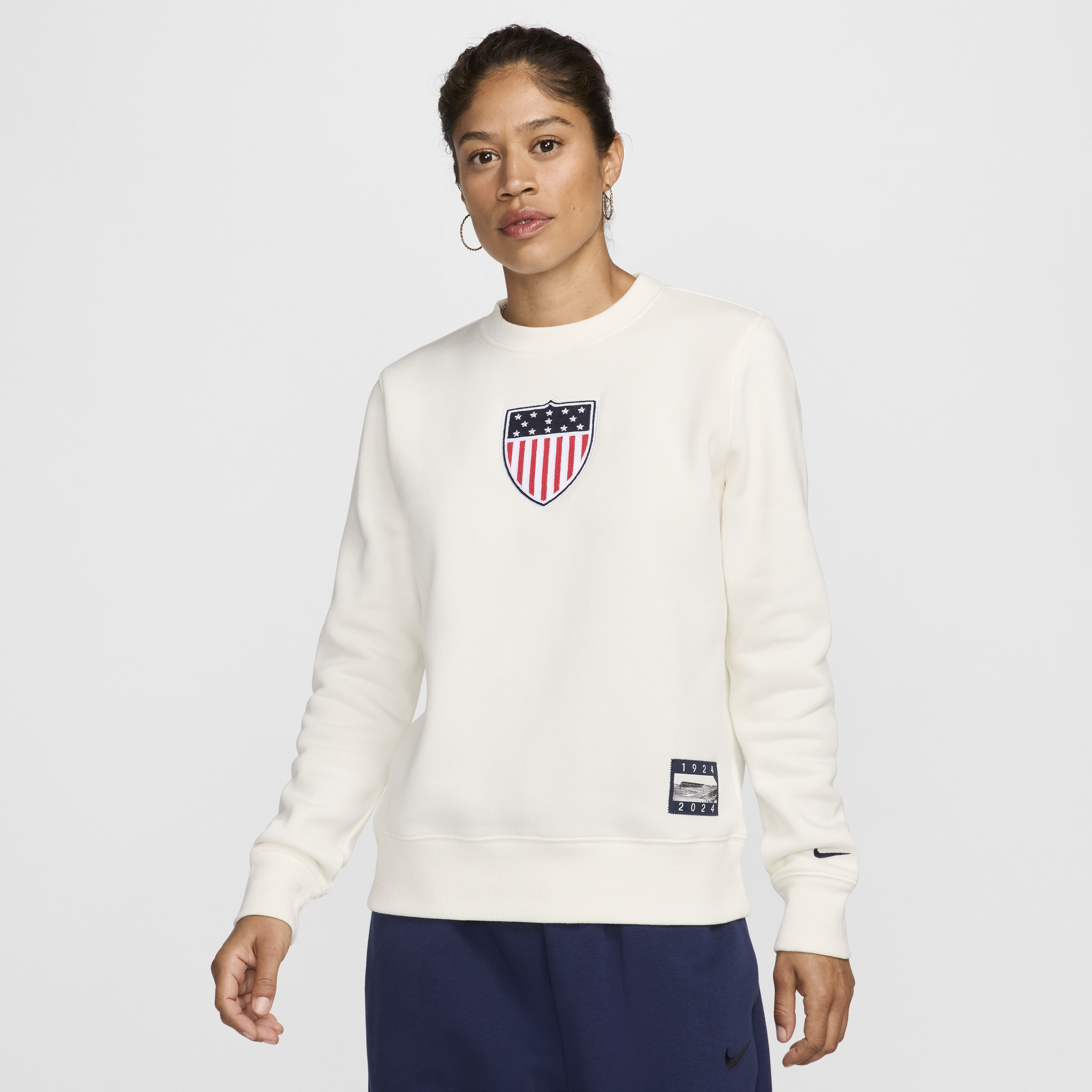 Sweat à col ras-du-cou Nike Team USA Phoenix Fleece pour femme - Blanc