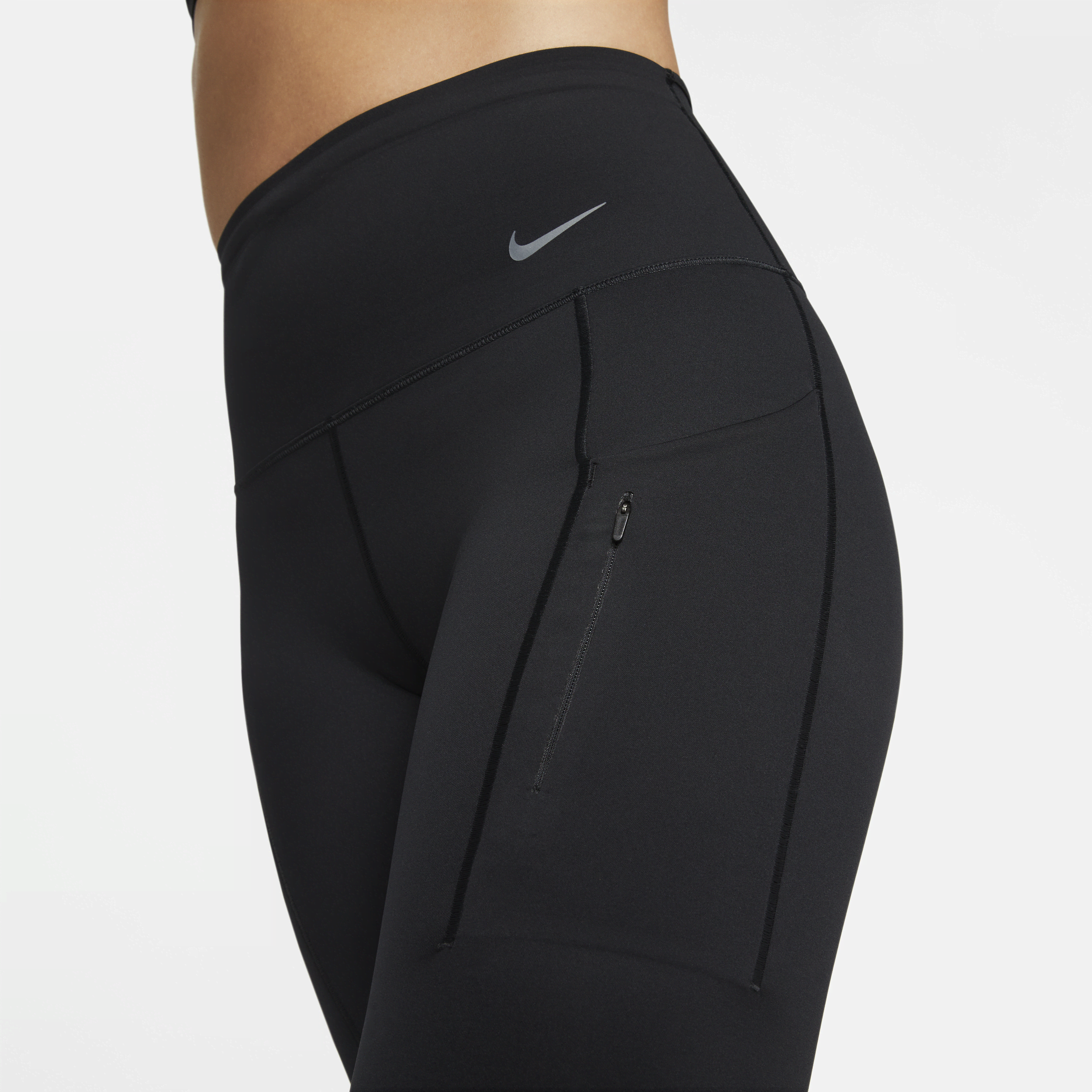 Legging 7/8 à taille haute et maintien supérieur avec poches Nike Go pour femme - Noir